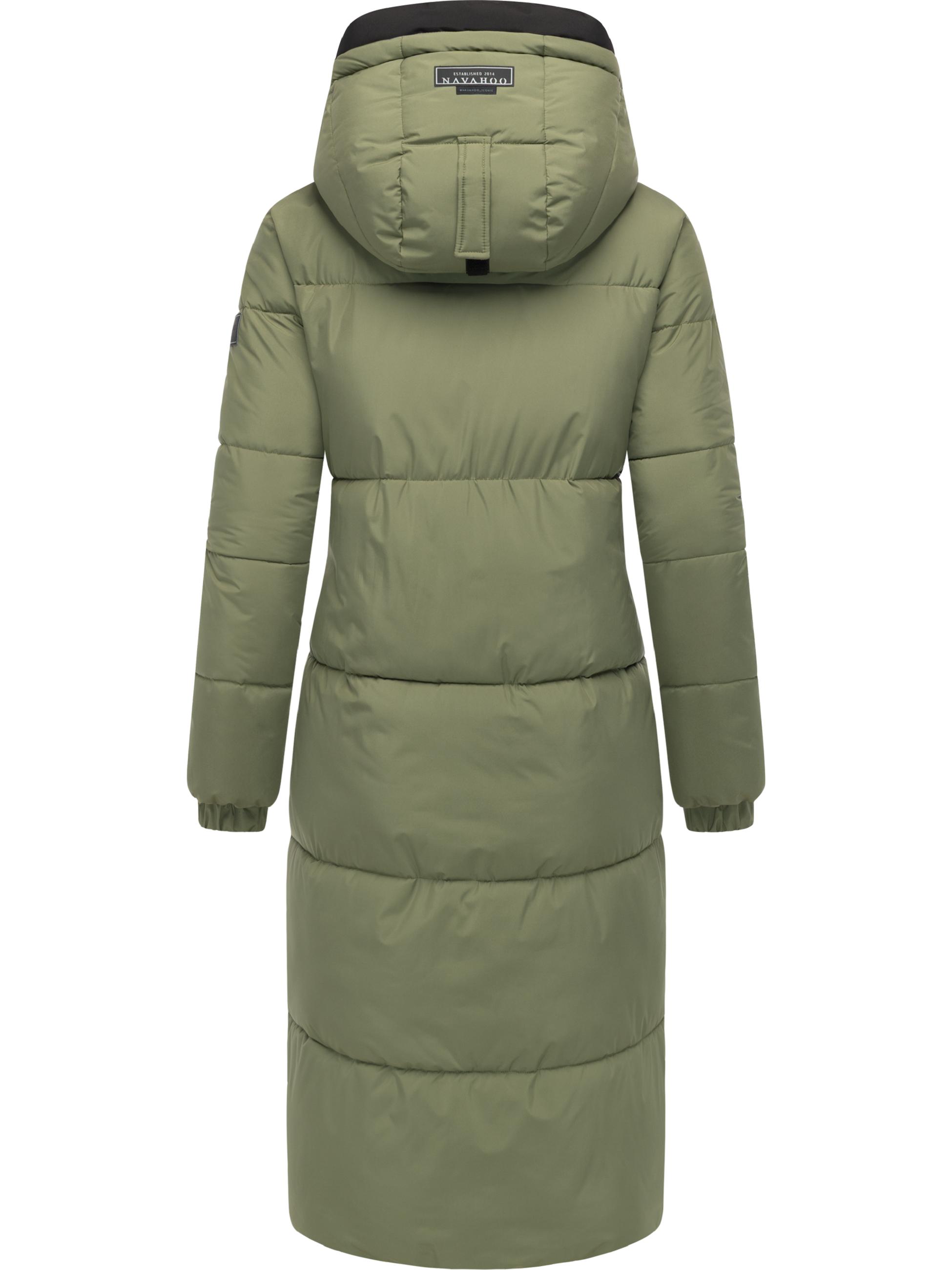 Steppmantel mit verstellbarer Kapuze "Taublüte XIV" Olive Leaf