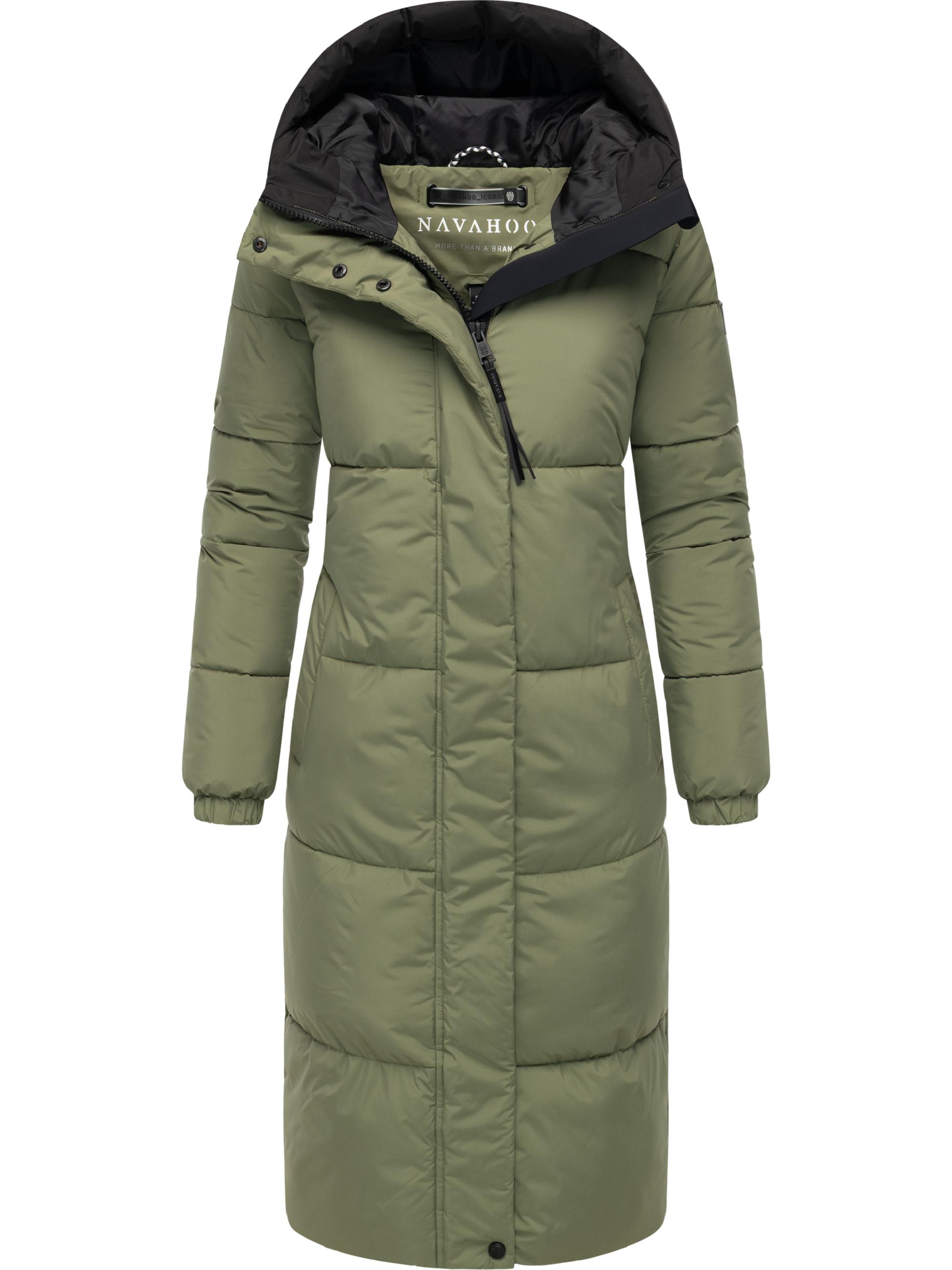 Steppmantel mit verstellbarer Kapuze "Taublüte XIV" Olive Leaf