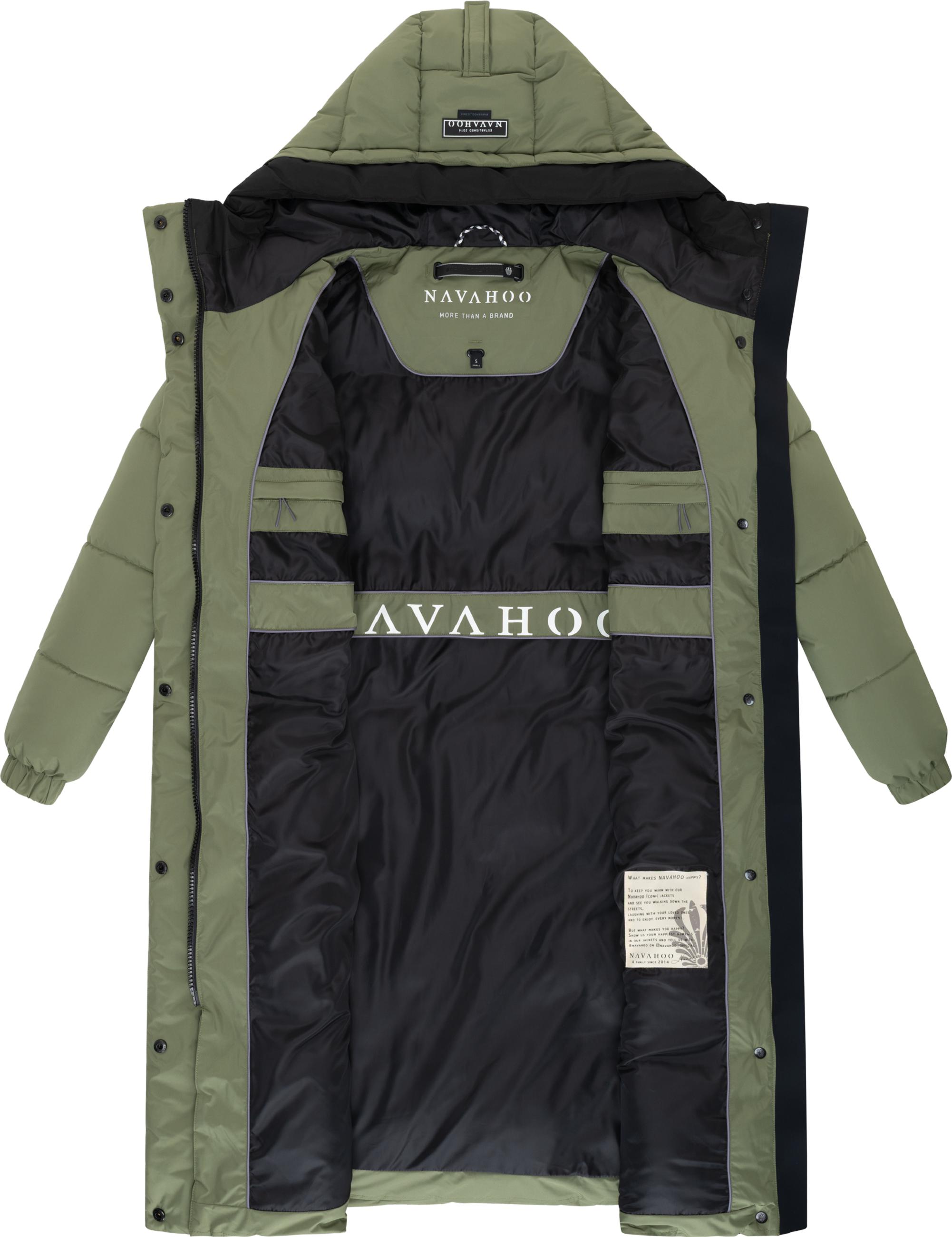 Steppmantel mit verstellbarer Kapuze "Taublüte XIV" Olive Leaf