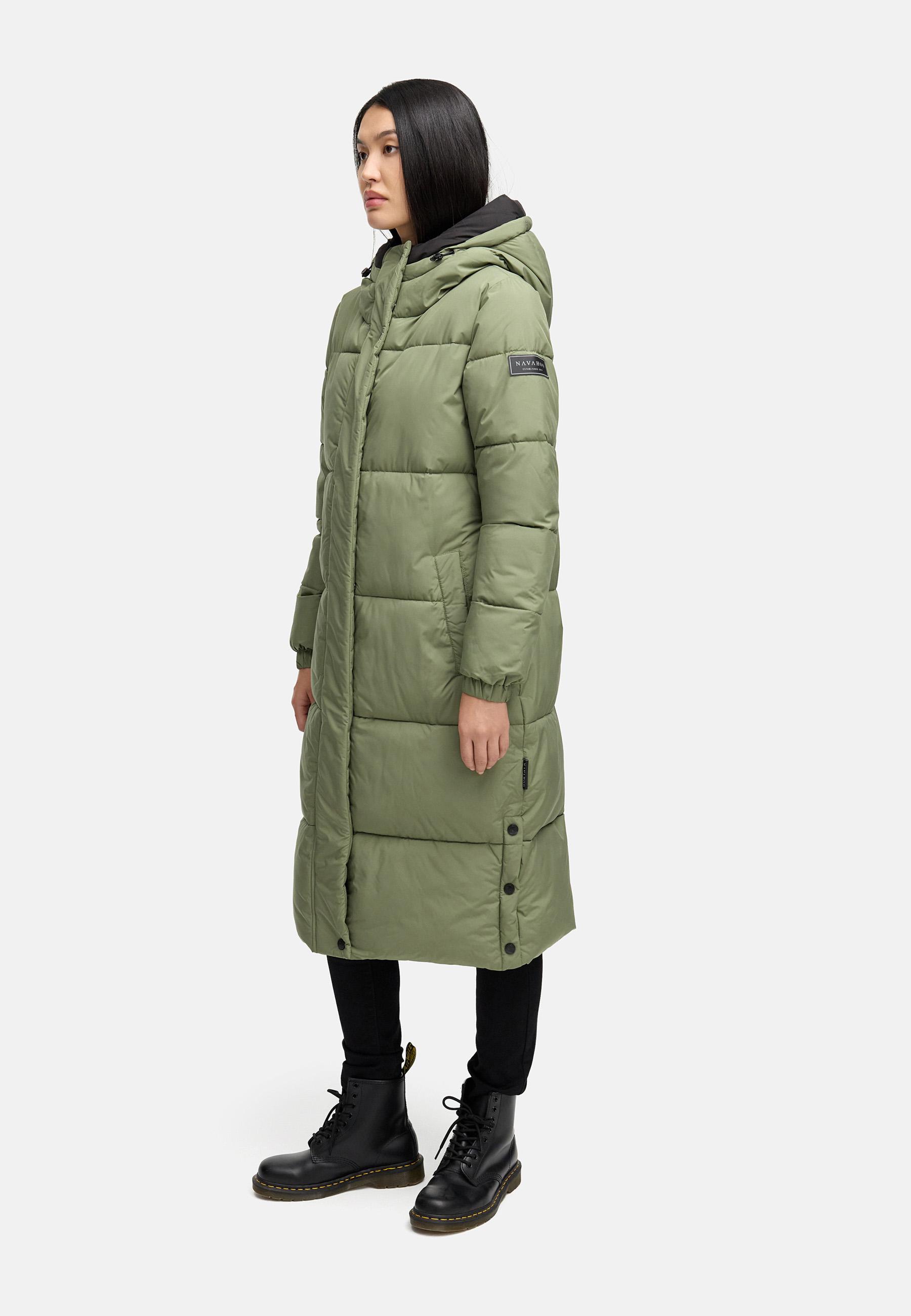 Steppmantel mit verstellbarer Kapuze "Taublüte XIV" Olive Leaf