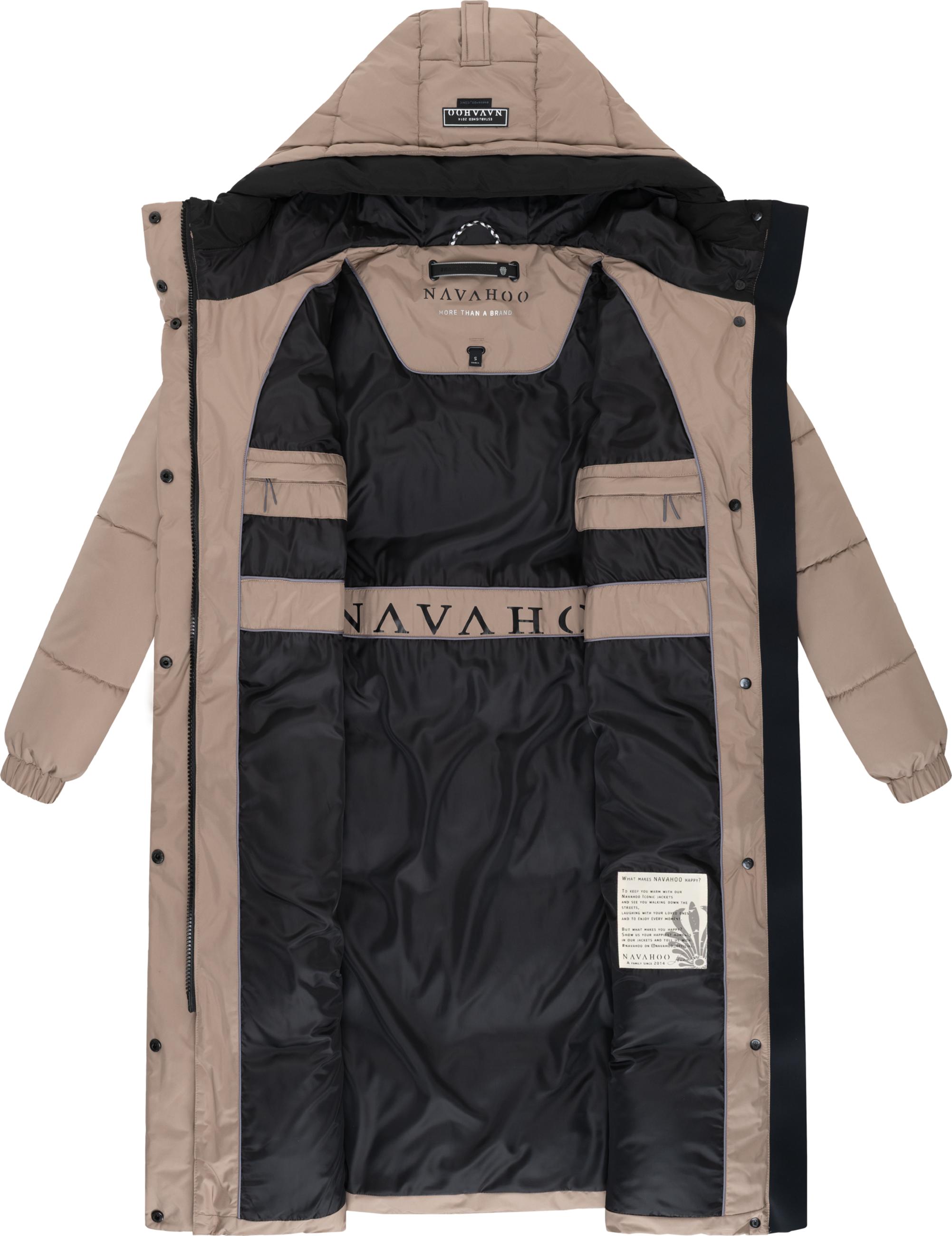 Steppmantel mit verstellbarer Kapuze "Taublüte XIV" Taupe Grey