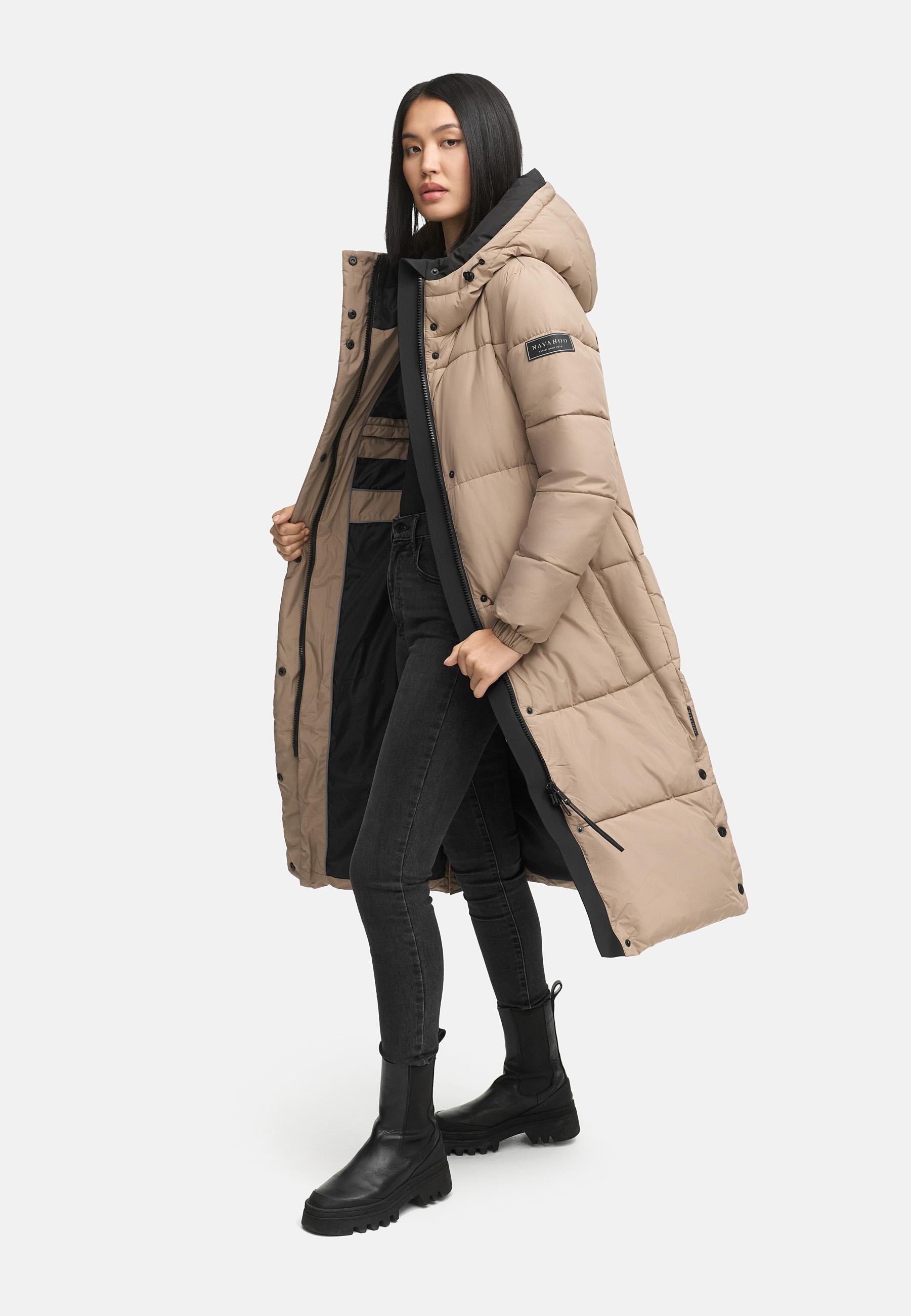 Steppmantel mit verstellbarer Kapuze "Taublüte XIV" Taupe Grey