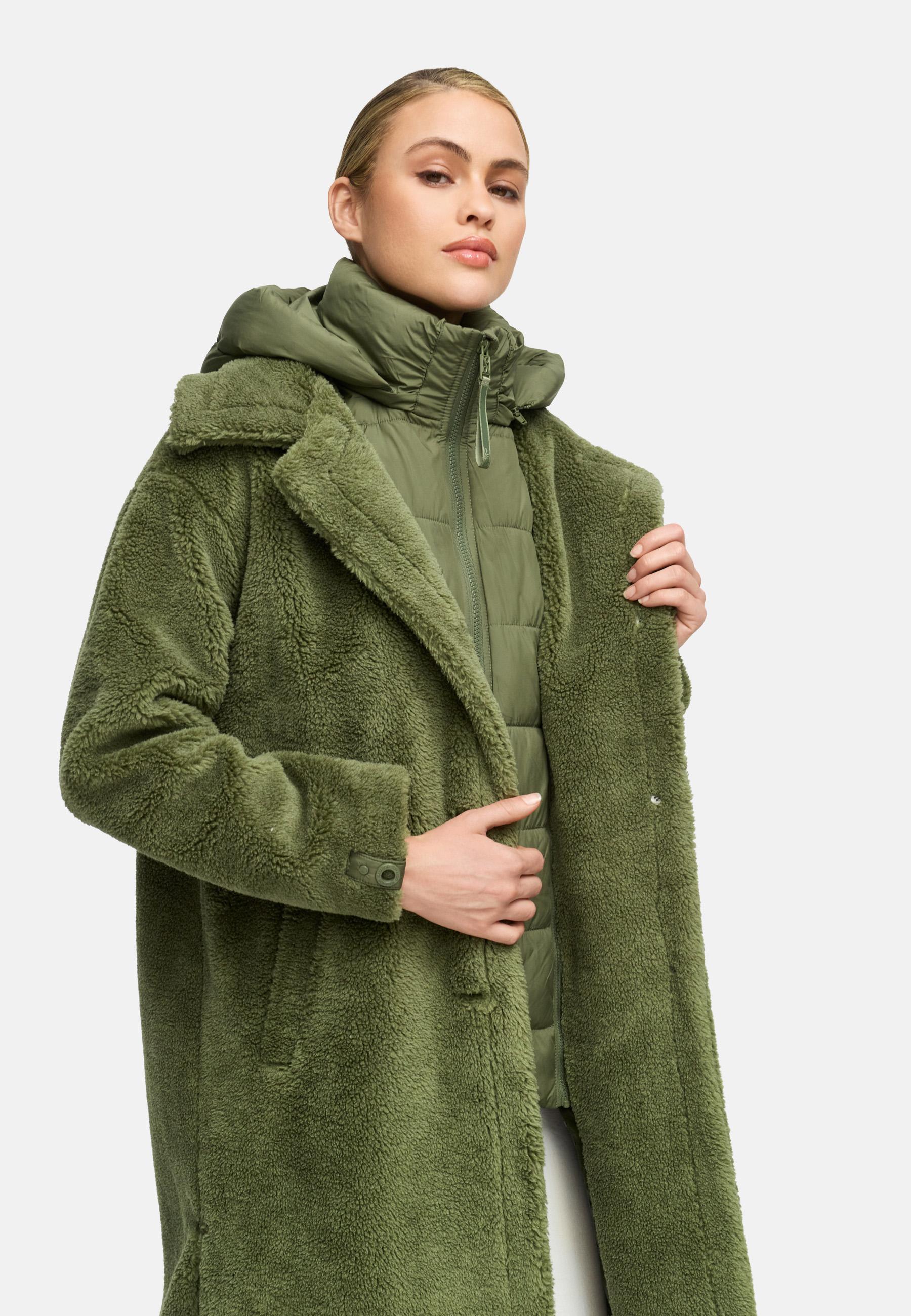 Plüschmantel aus Teddyfleece "Teddyzauber 14" Olive Leaf