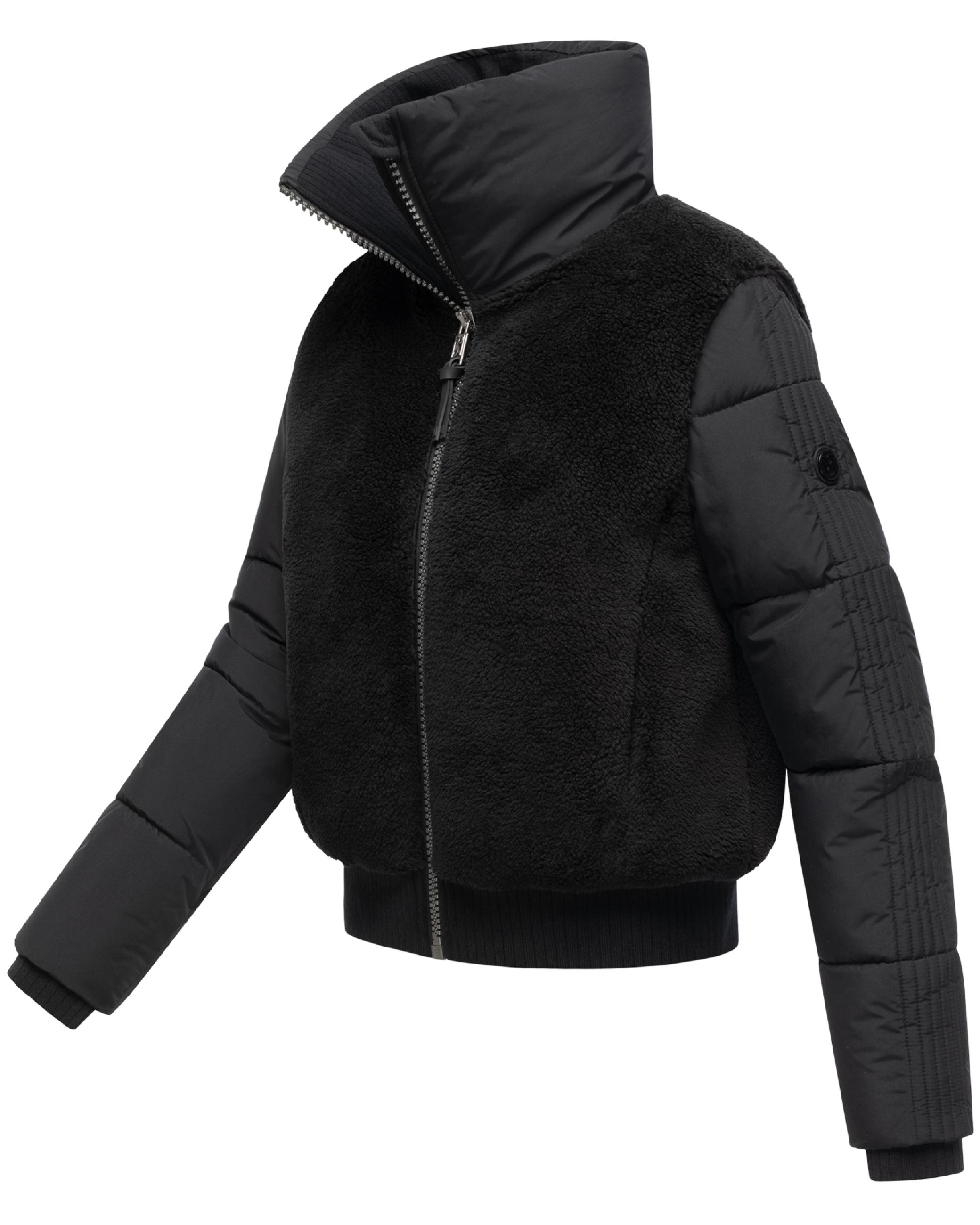 Plüschjacke mit hohem Kragen "Teddyzone 14" Black