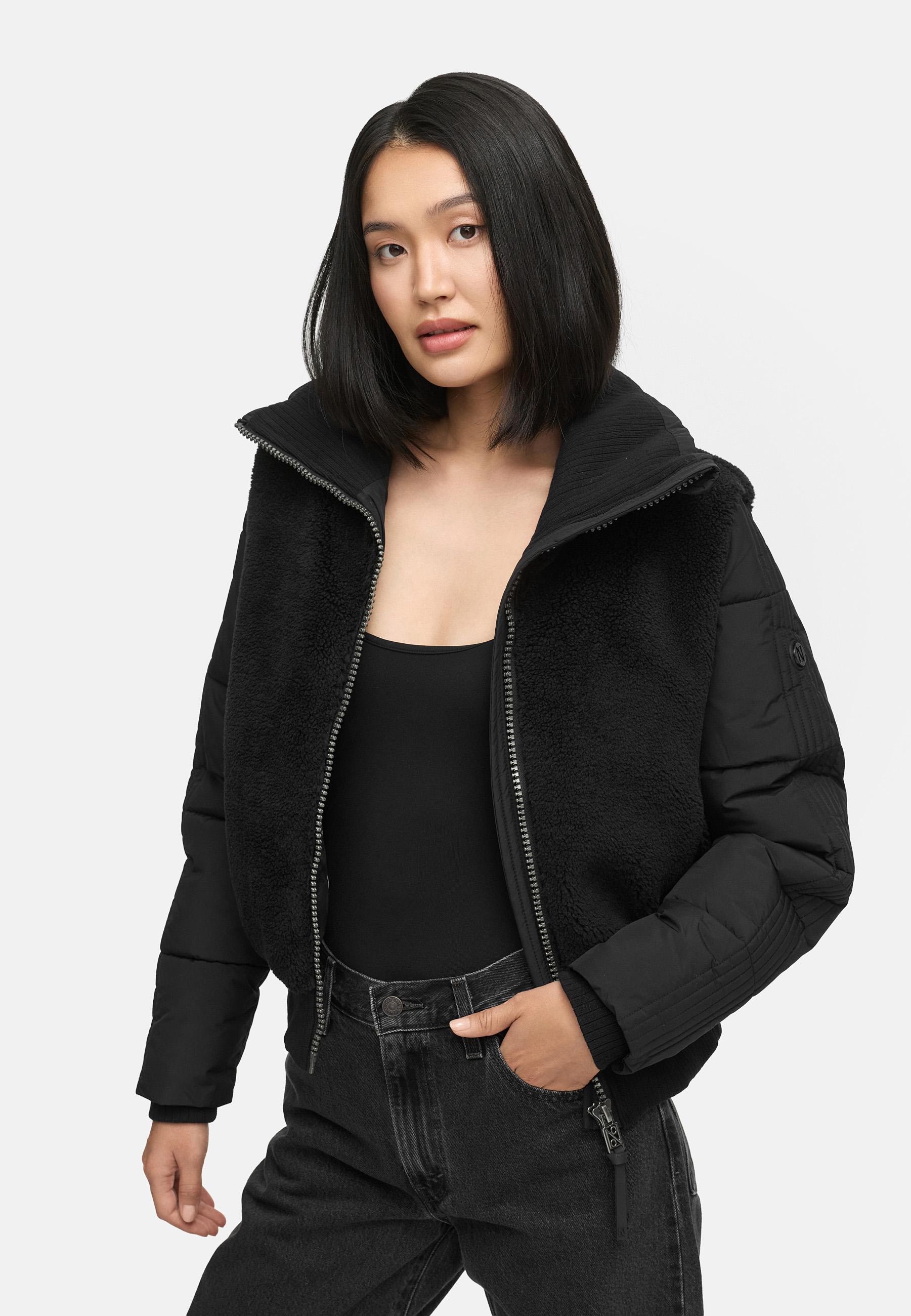 Plüschjacke mit hohem Kragen "Teddyzone 14" Black