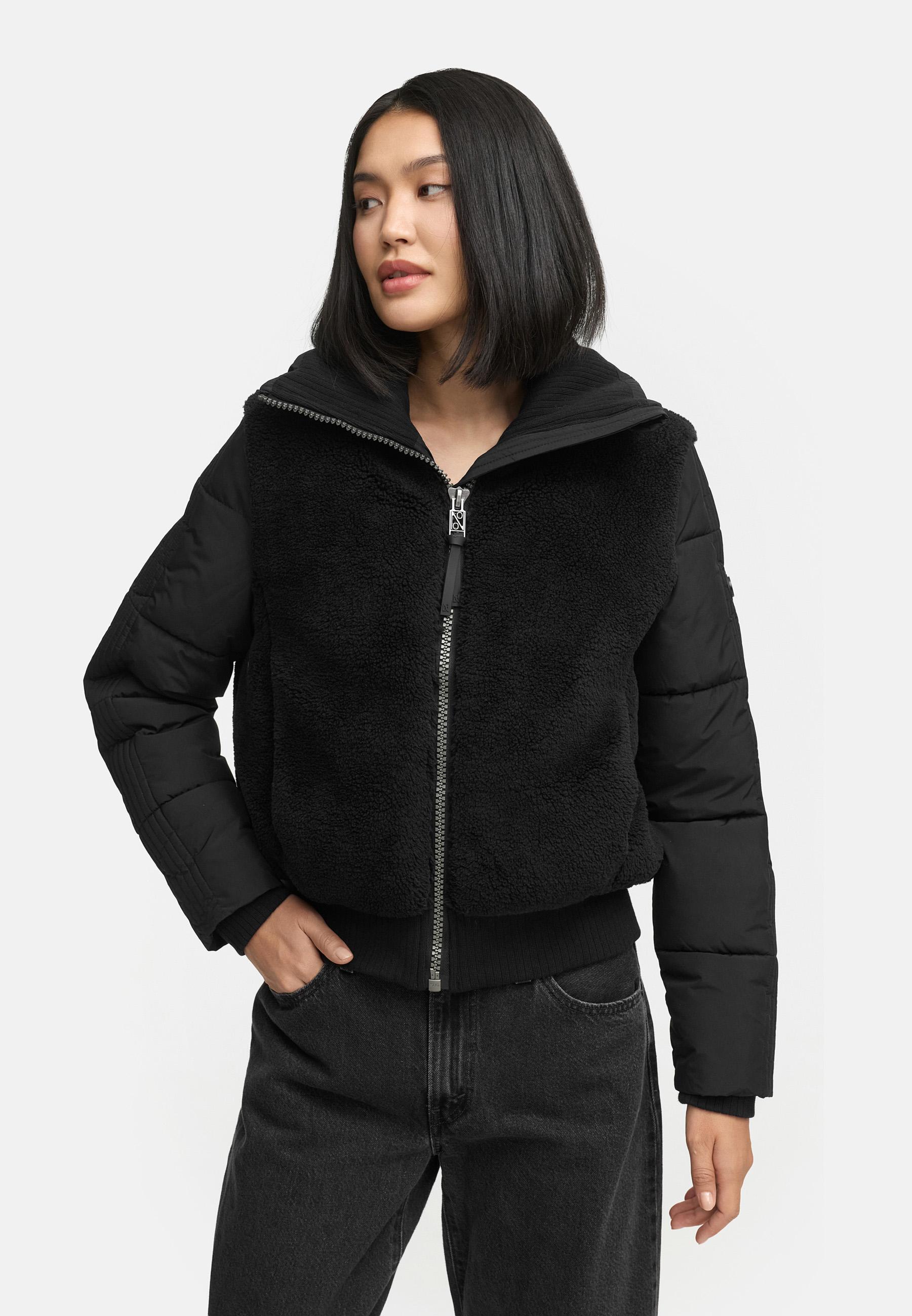 Plüschjacke mit hohem Kragen "Teddyzone 14" Black