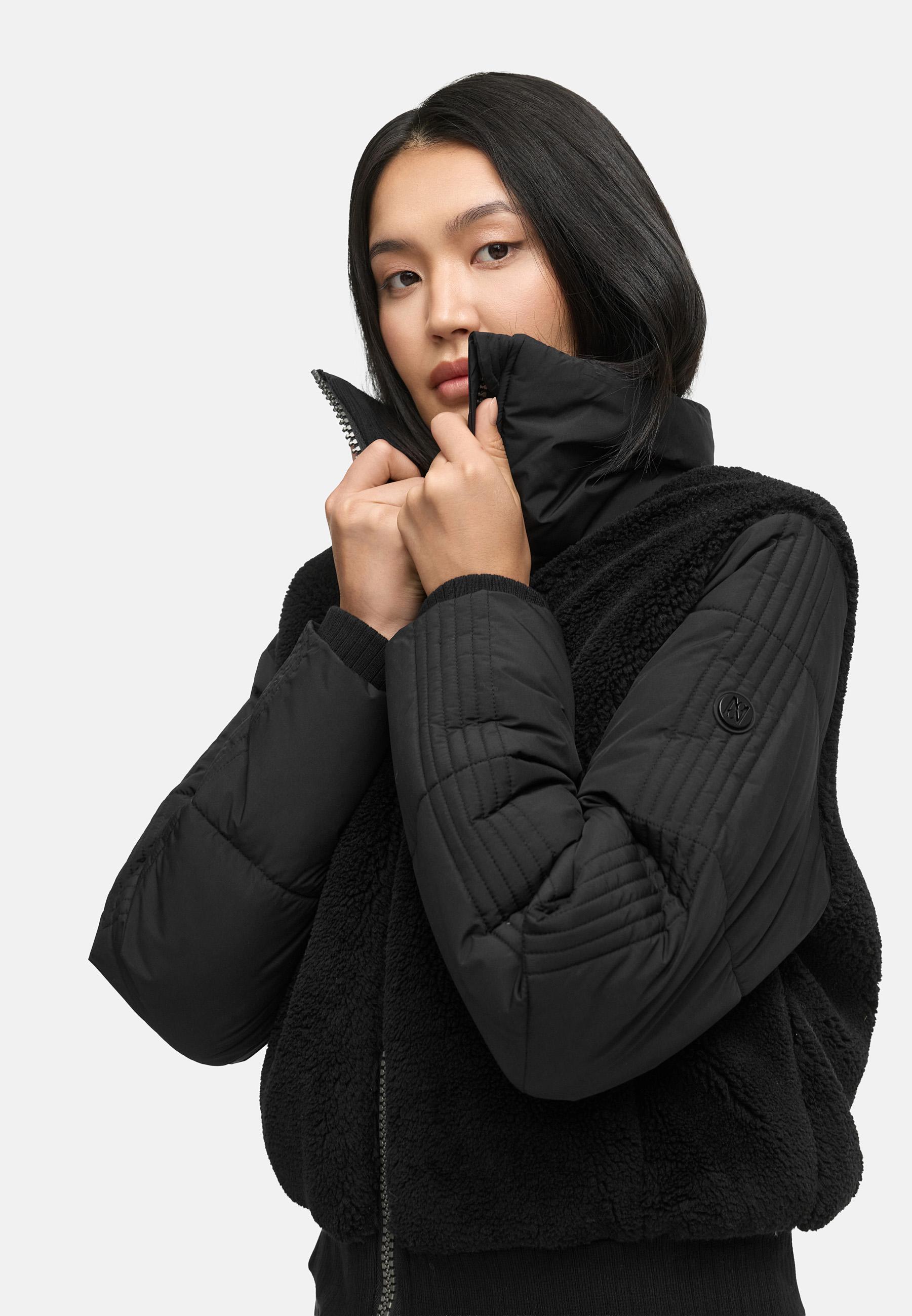 Plüschjacke mit hohem Kragen "Teddyzone 14" Black