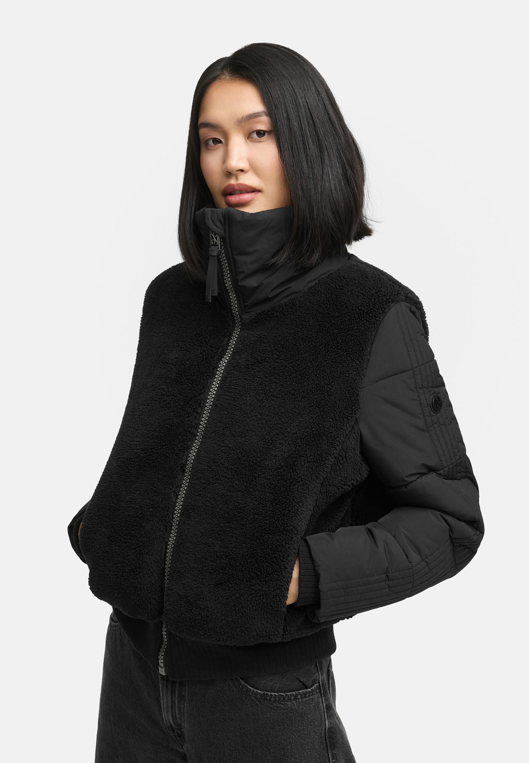 Plüschjacke mit hohem Kragen "Teddyzone 14" Black