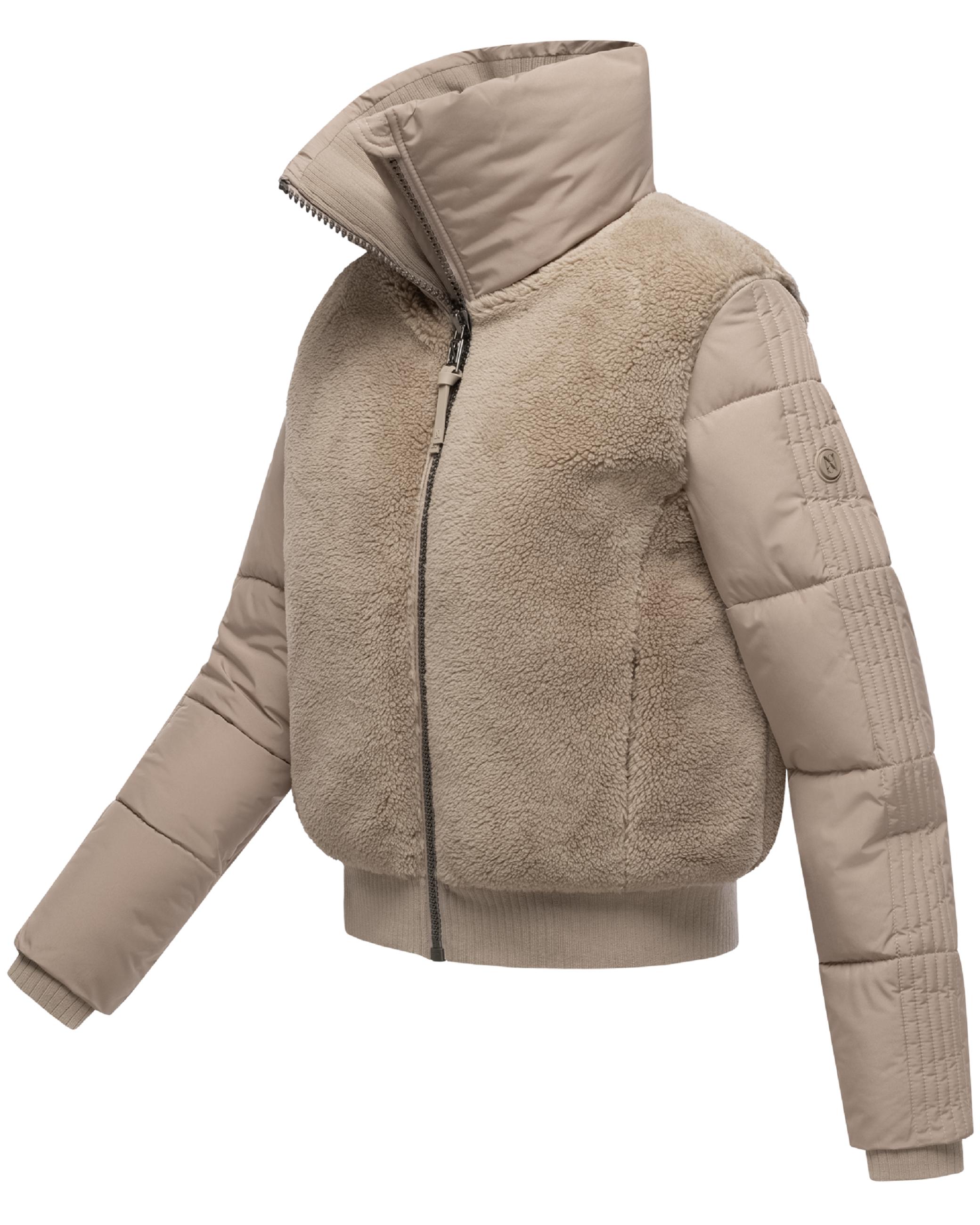 Plüschjacke mit hohem Kragen "Teddyzone 14" Light Taupe