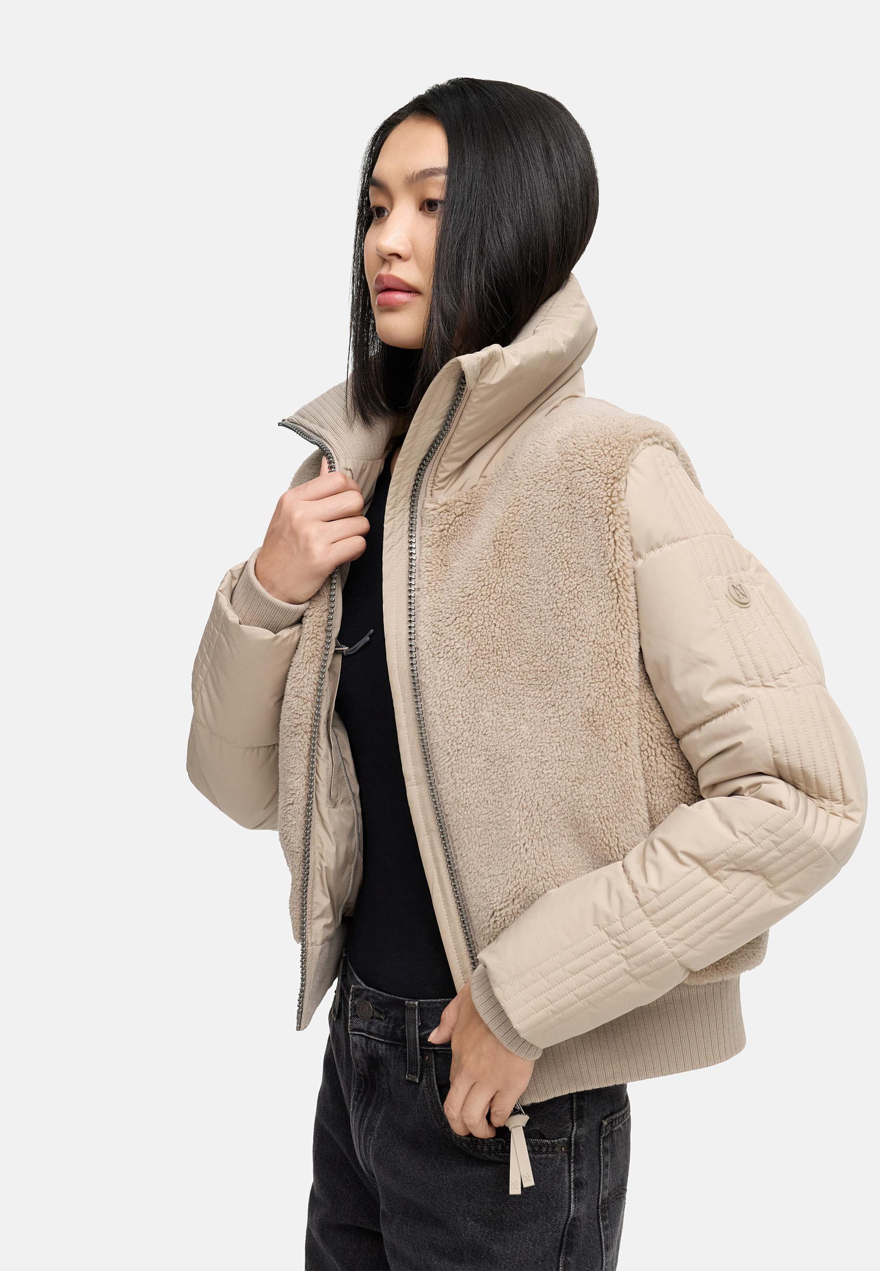 Plüschjacke mit hohem Kragen "Teddyzone 14" Light Taupe