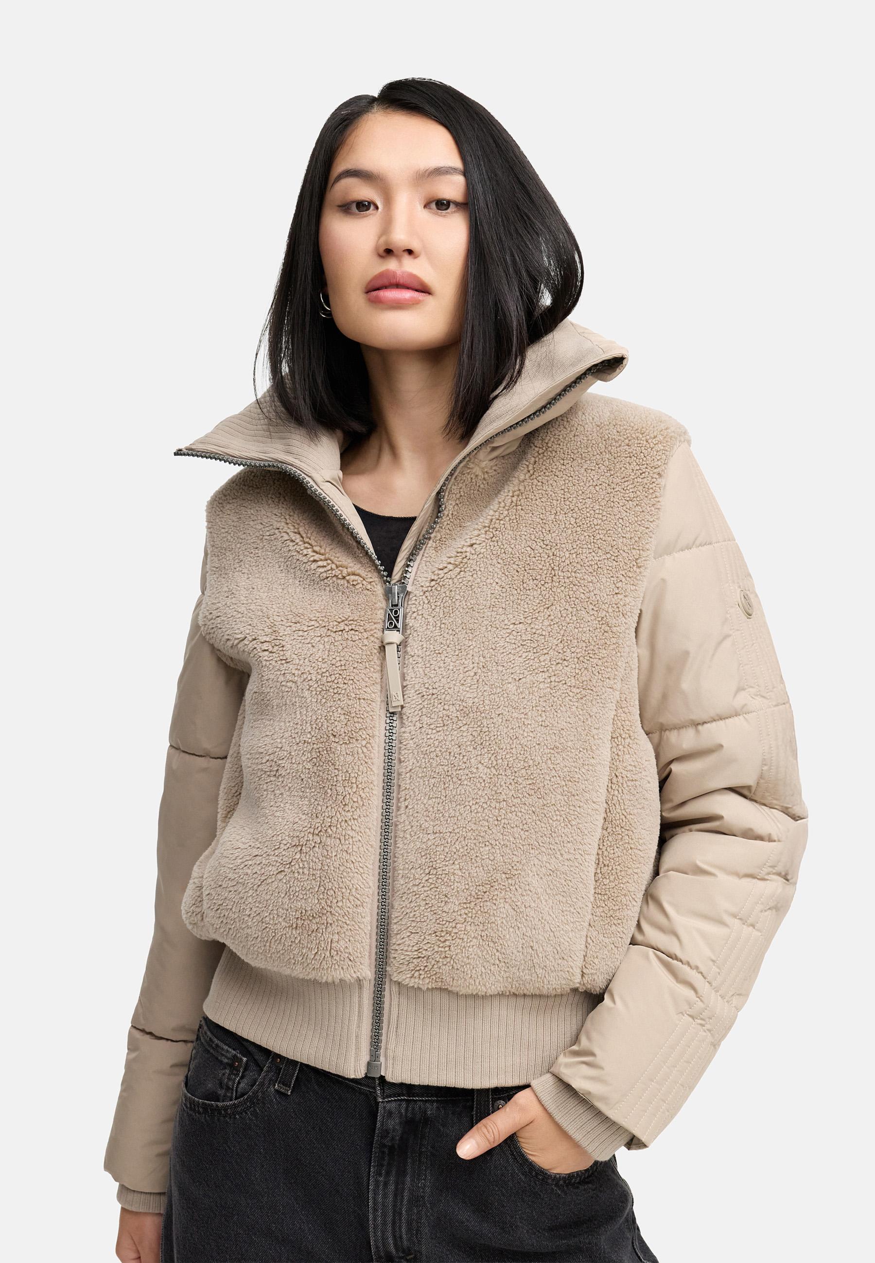 Plüschjacke mit hohem Kragen "Teddyzone 14" Light Taupe
