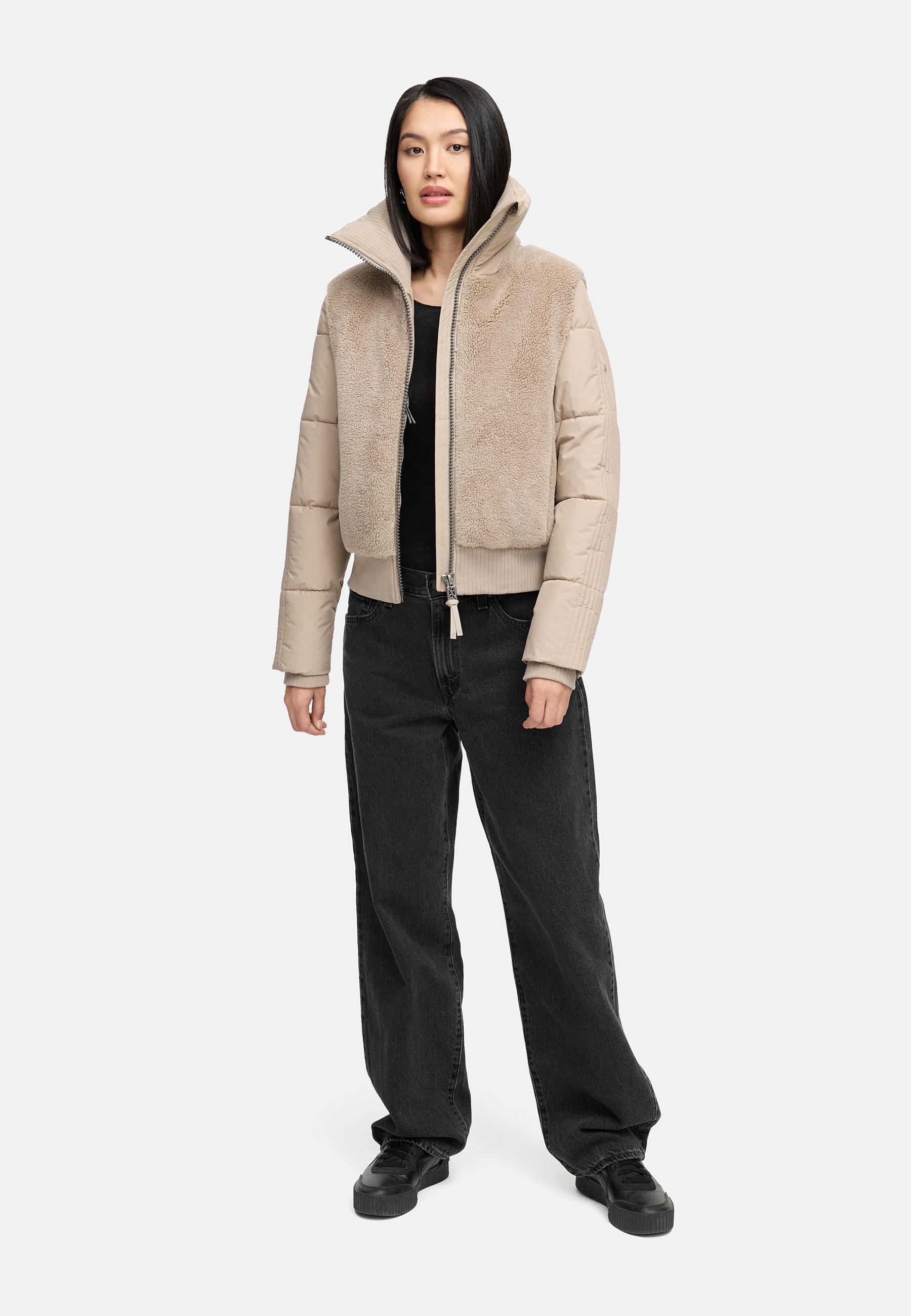 Plüschjacke mit hohem Kragen "Teddyzone 14" Light Taupe