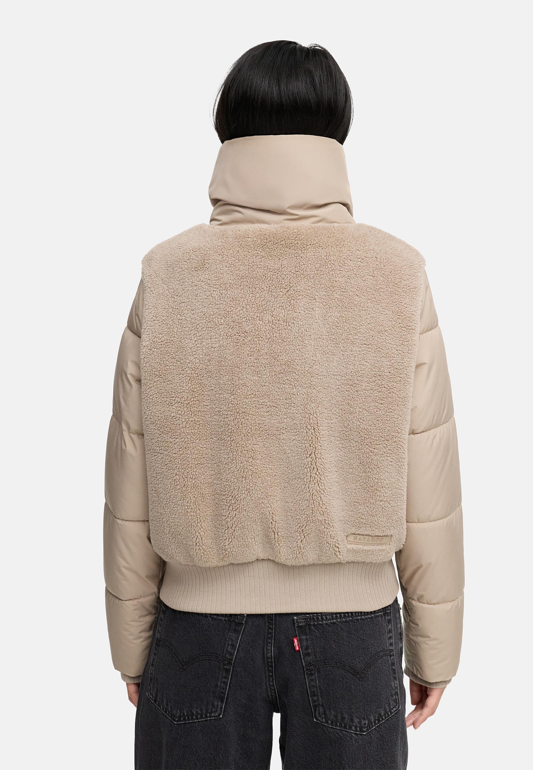 Plüschjacke mit hohem Kragen "Teddyzone 14" Light Taupe