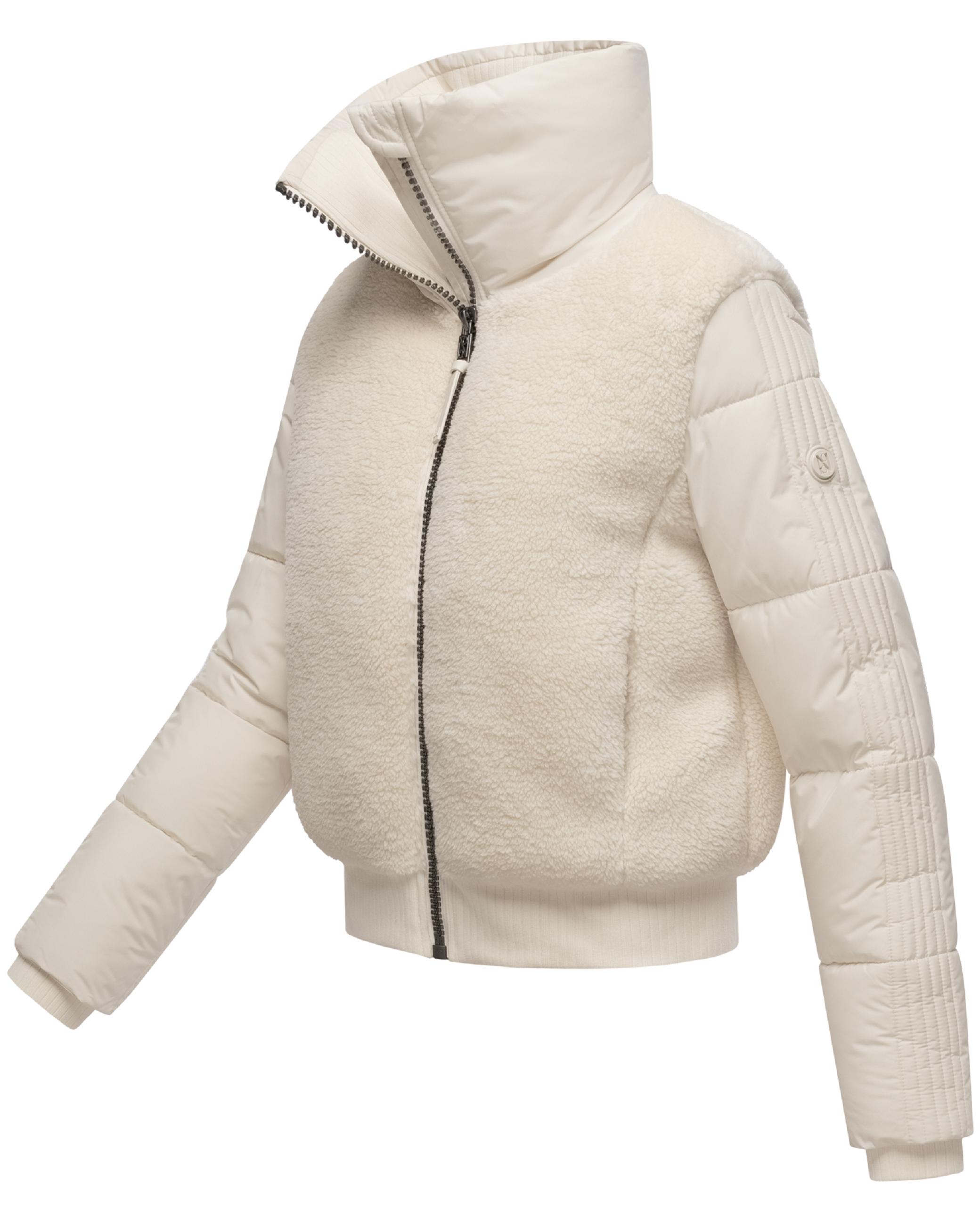 Plüschjacke mit hohem Kragen "Teddyzone 14" Offwhite
