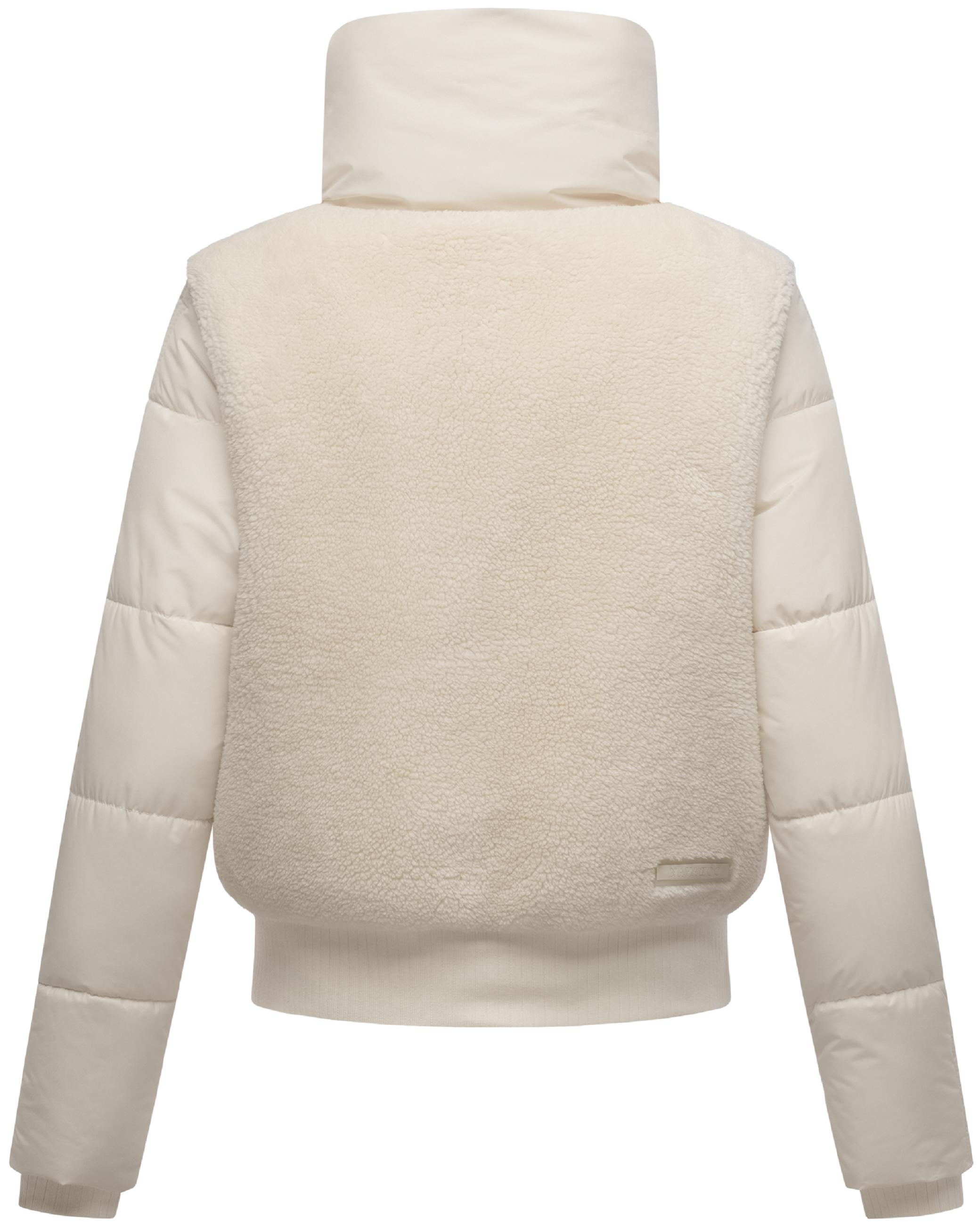 Plüschjacke mit hohem Kragen "Teddyzone 14" Offwhite