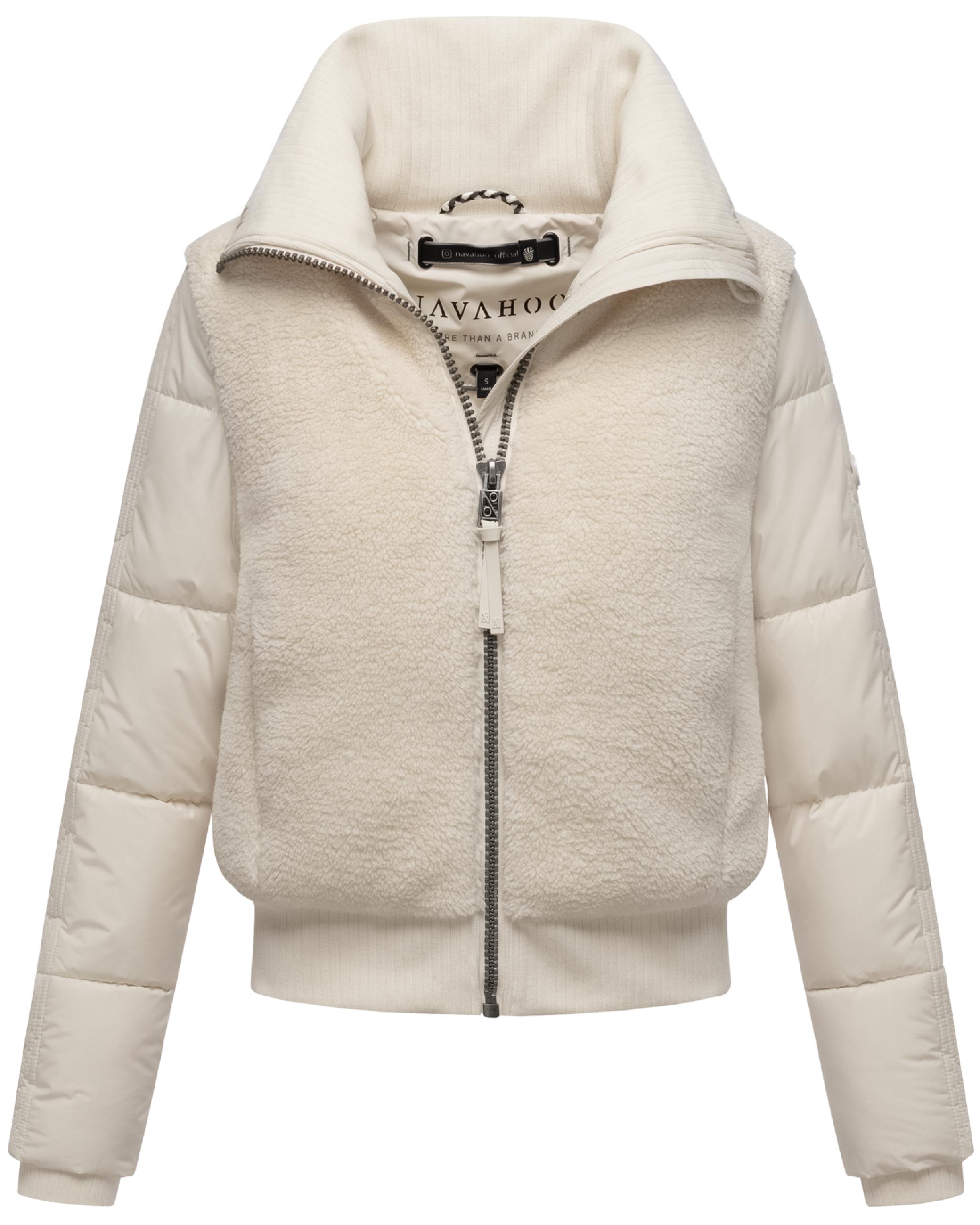 Plüschjacke mit hohem Kragen "Teddyzone 14" Offwhite