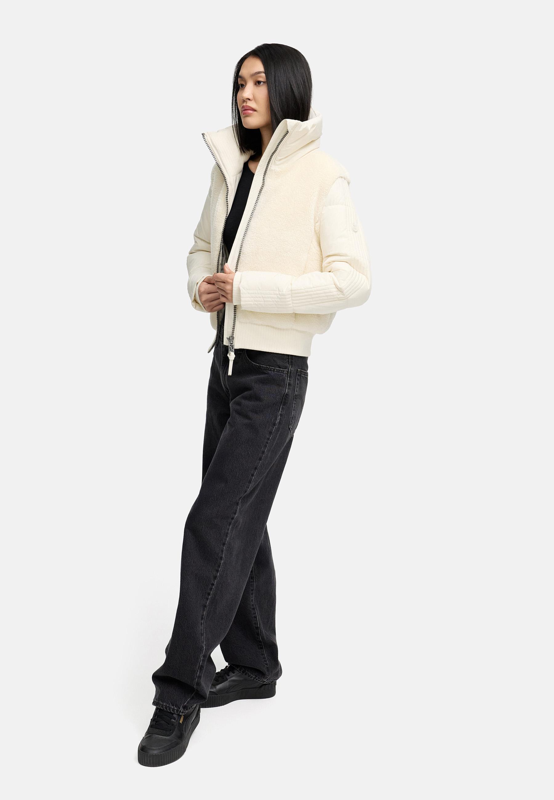 Plüschjacke mit hohem Kragen "Teddyzone 14" Offwhite