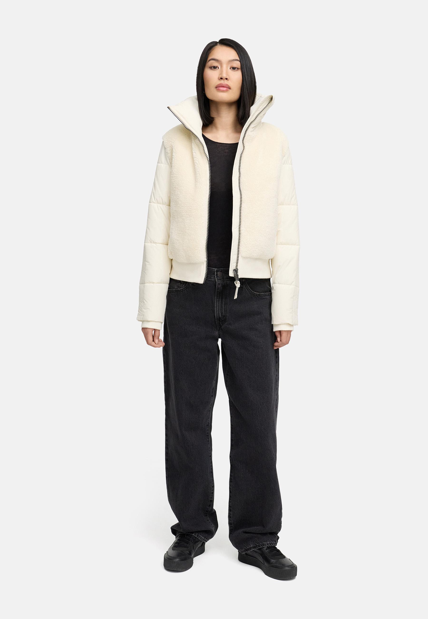 Plüschjacke mit hohem Kragen "Teddyzone 14" Offwhite