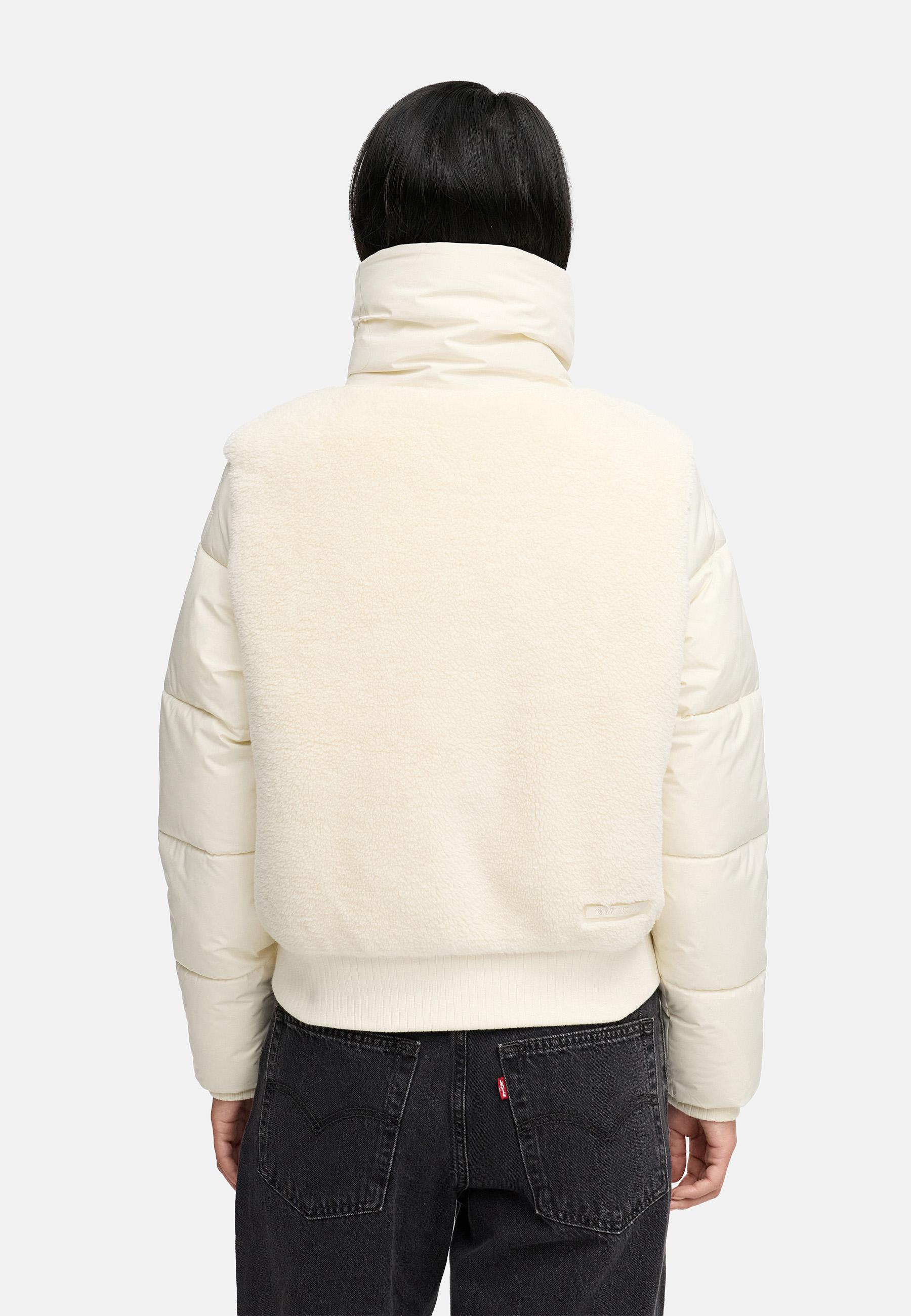 Plüschjacke mit hohem Kragen "Teddyzone 14" Offwhite