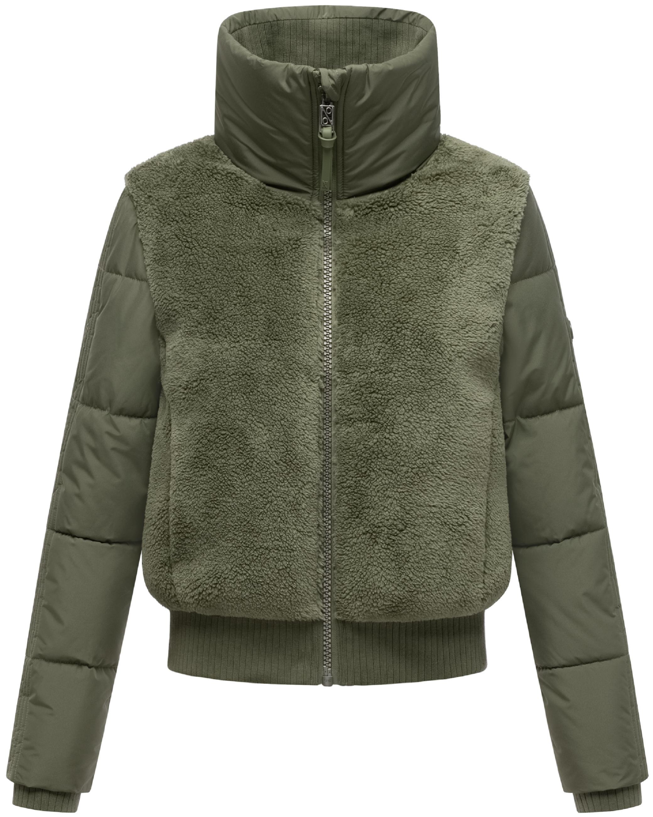 Plüschjacke mit hohem Kragen "Teddyzone 14" Olive Leaf