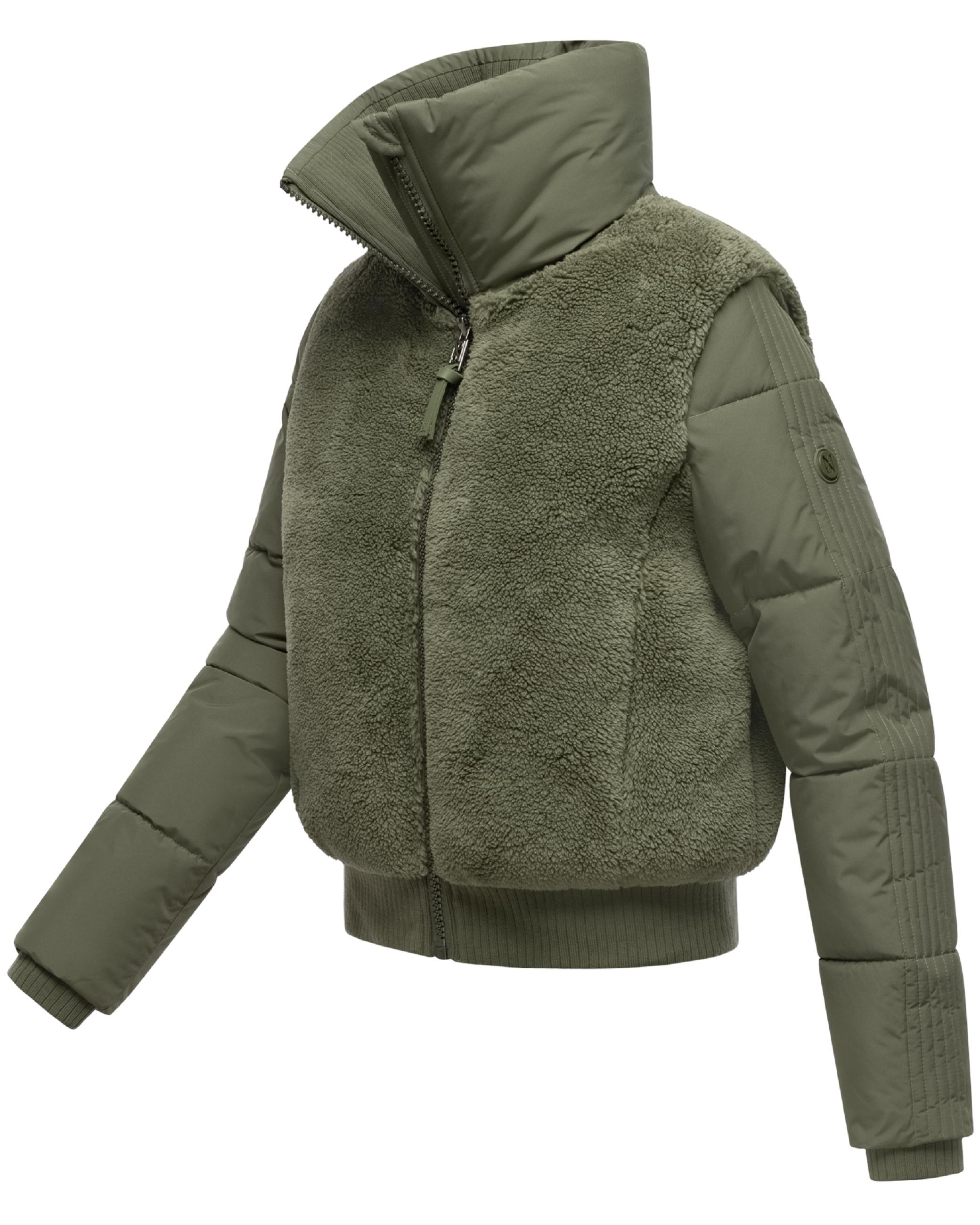 Plüschjacke mit hohem Kragen "Teddyzone 14" Olive Leaf
