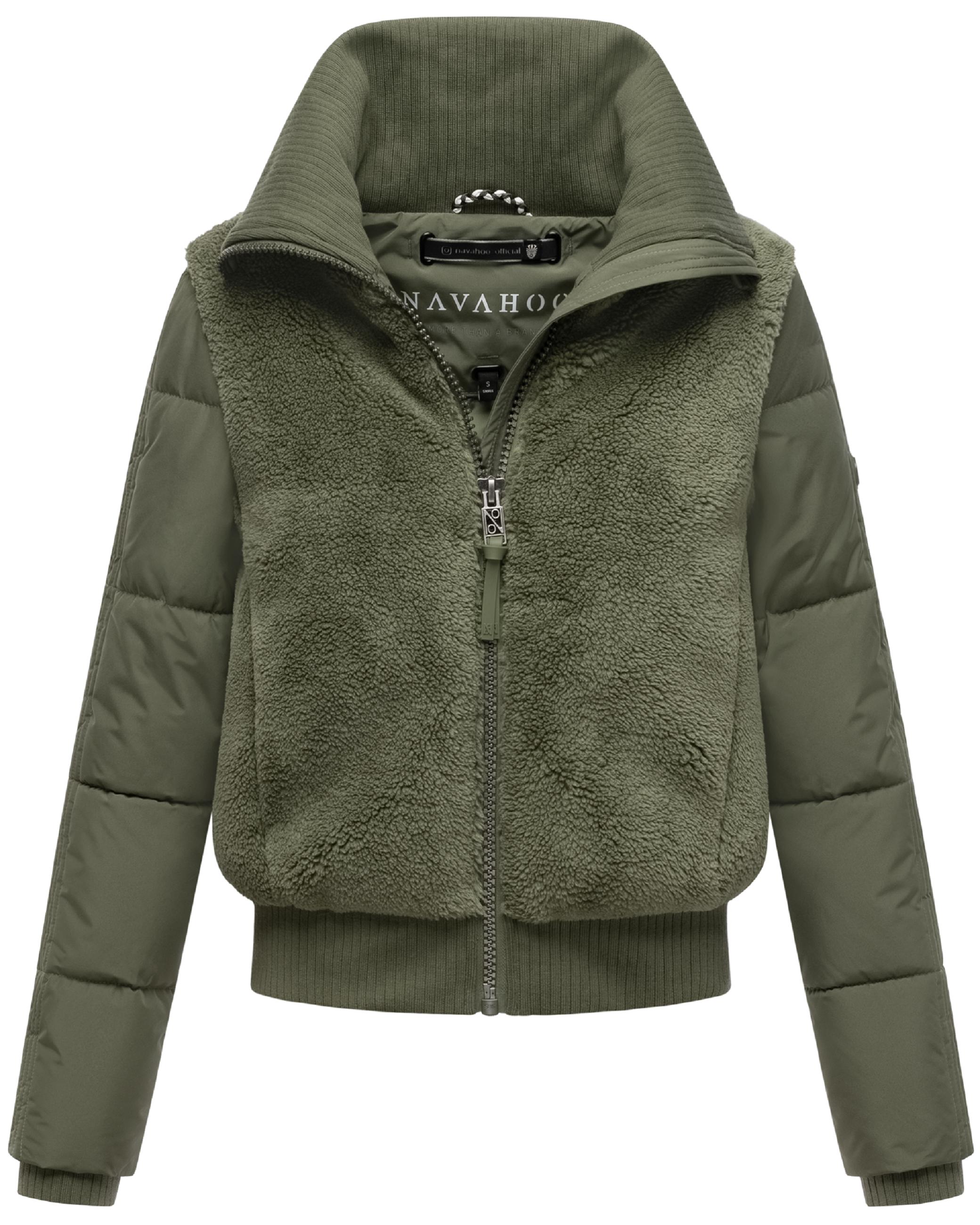 Plüschjacke mit hohem Kragen "Teddyzone 14" Olive Leaf