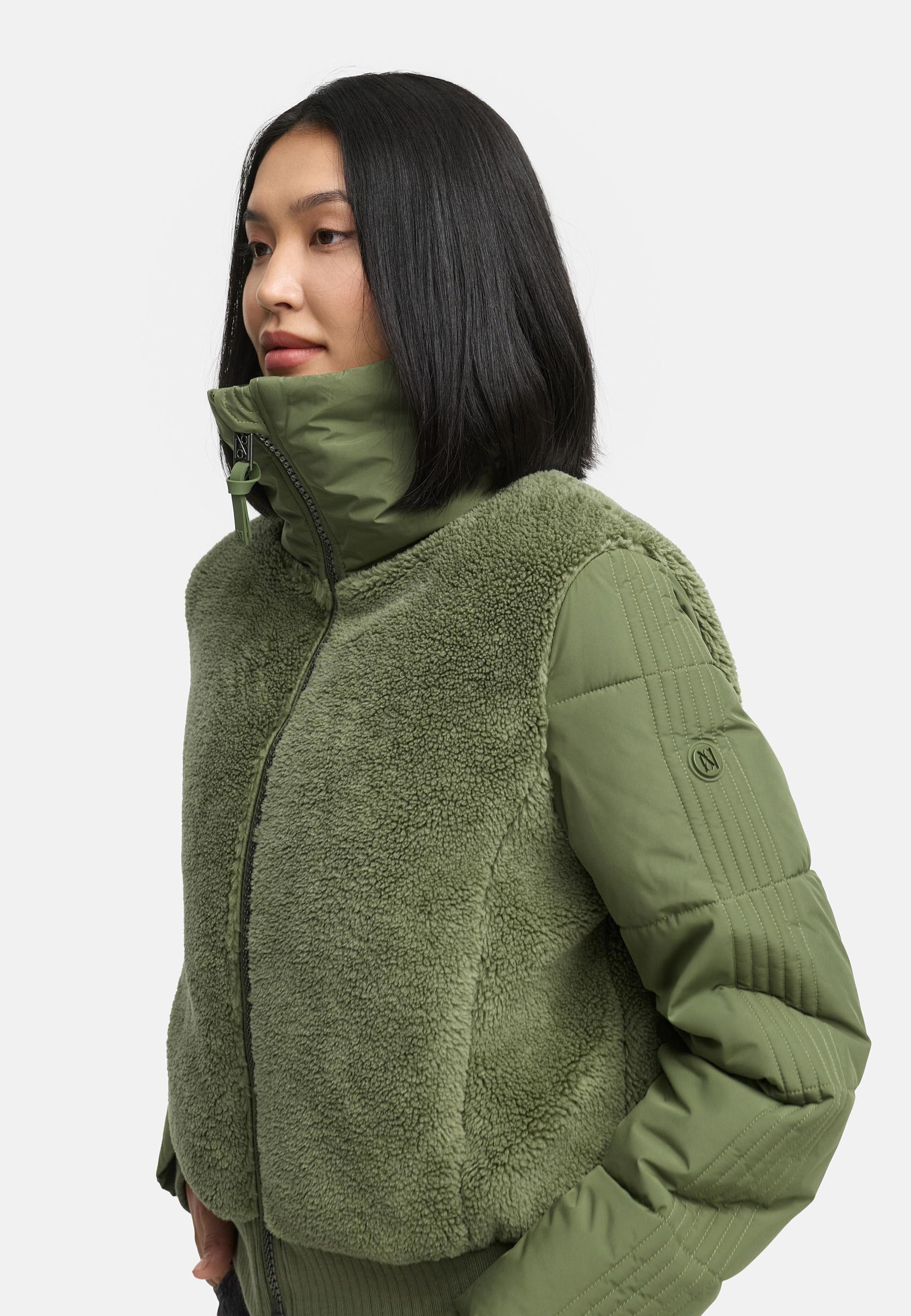 Plüschjacke mit hohem Kragen "Teddyzone 14" Olive Leaf