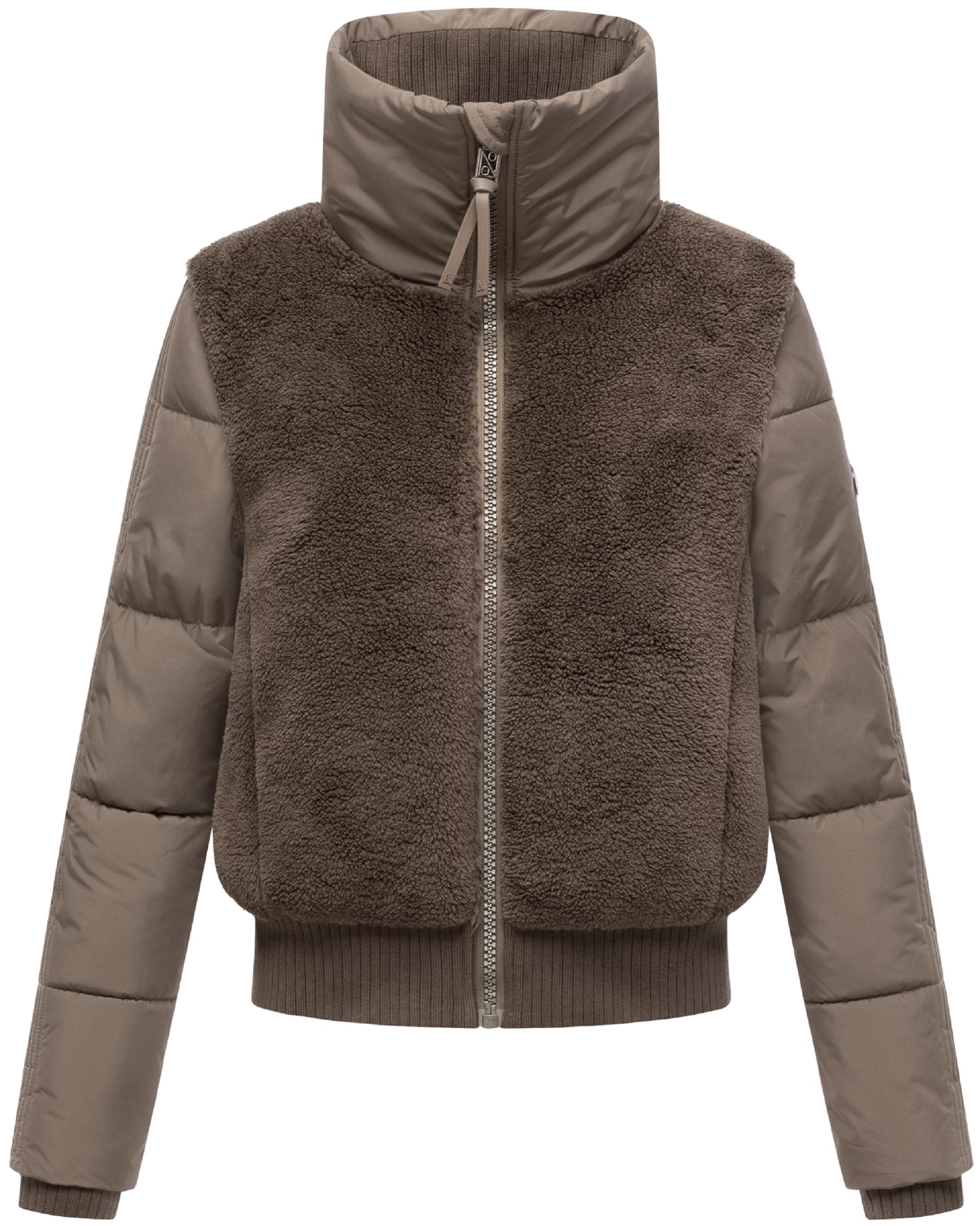 Plüschjacke mit hohem Kragen "Teddyzone 14" Stone Brown