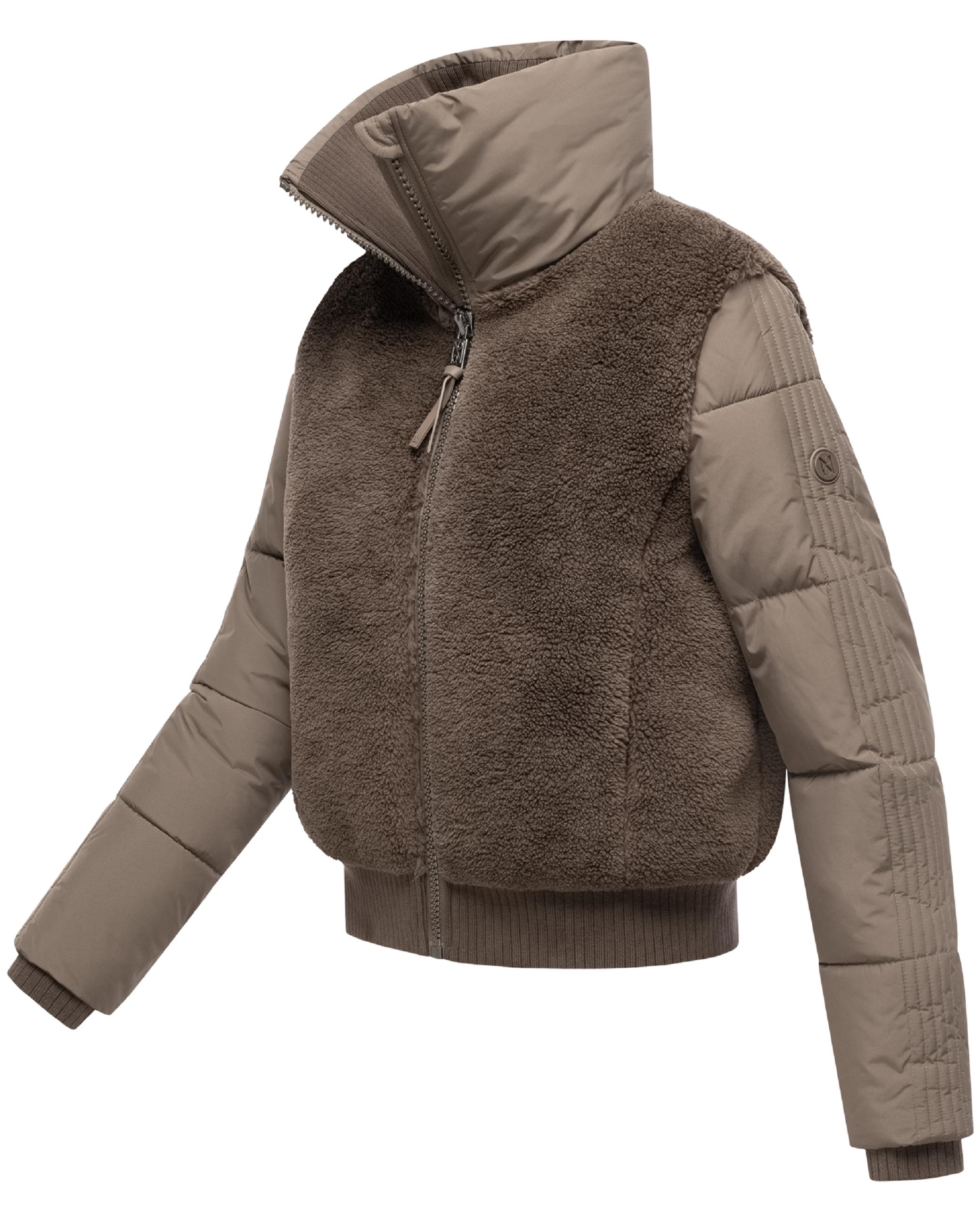 Plüschjacke mit hohem Kragen "Teddyzone 14" Stone Brown