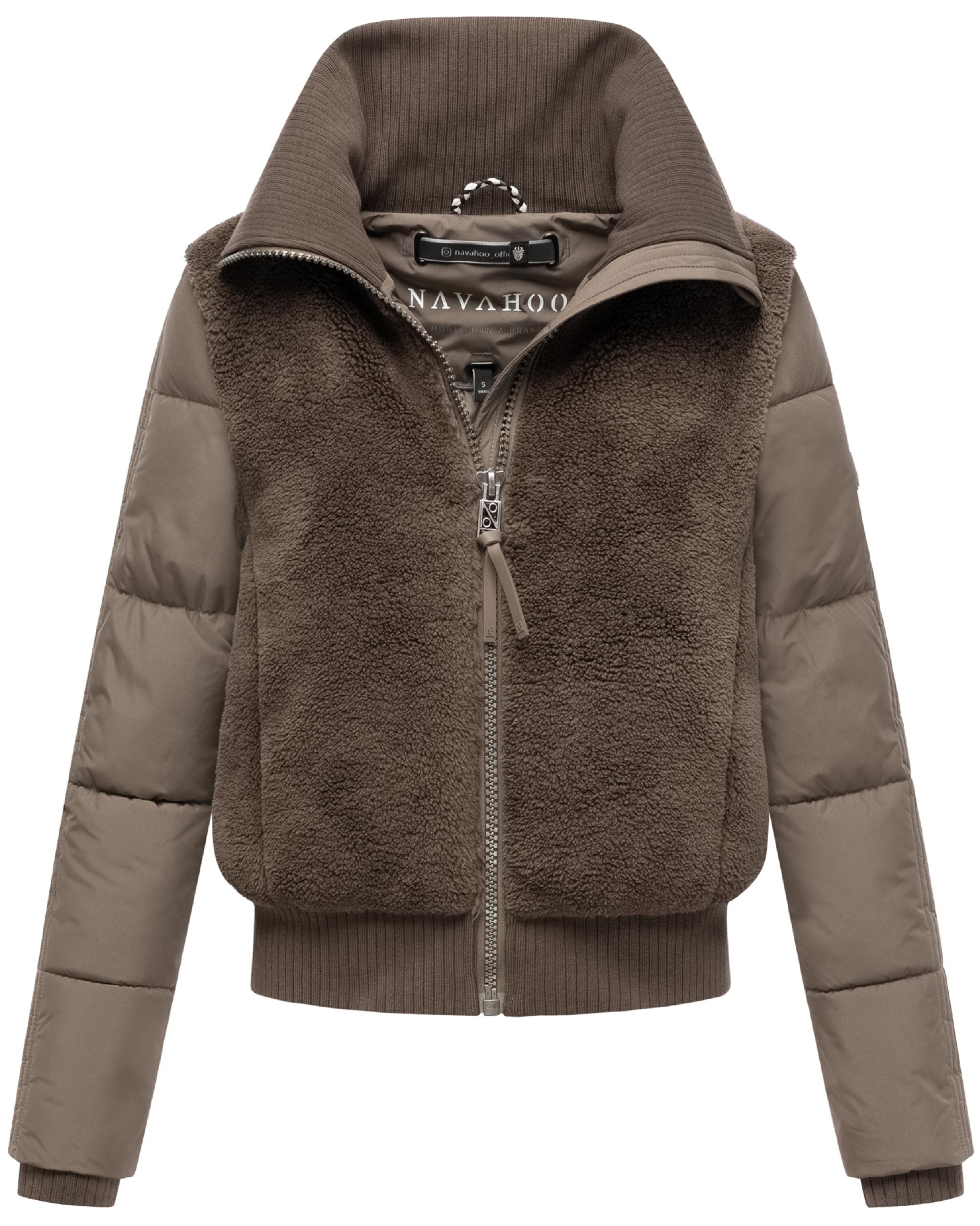 Plüschjacke mit hohem Kragen "Teddyzone 14" Stone Brown