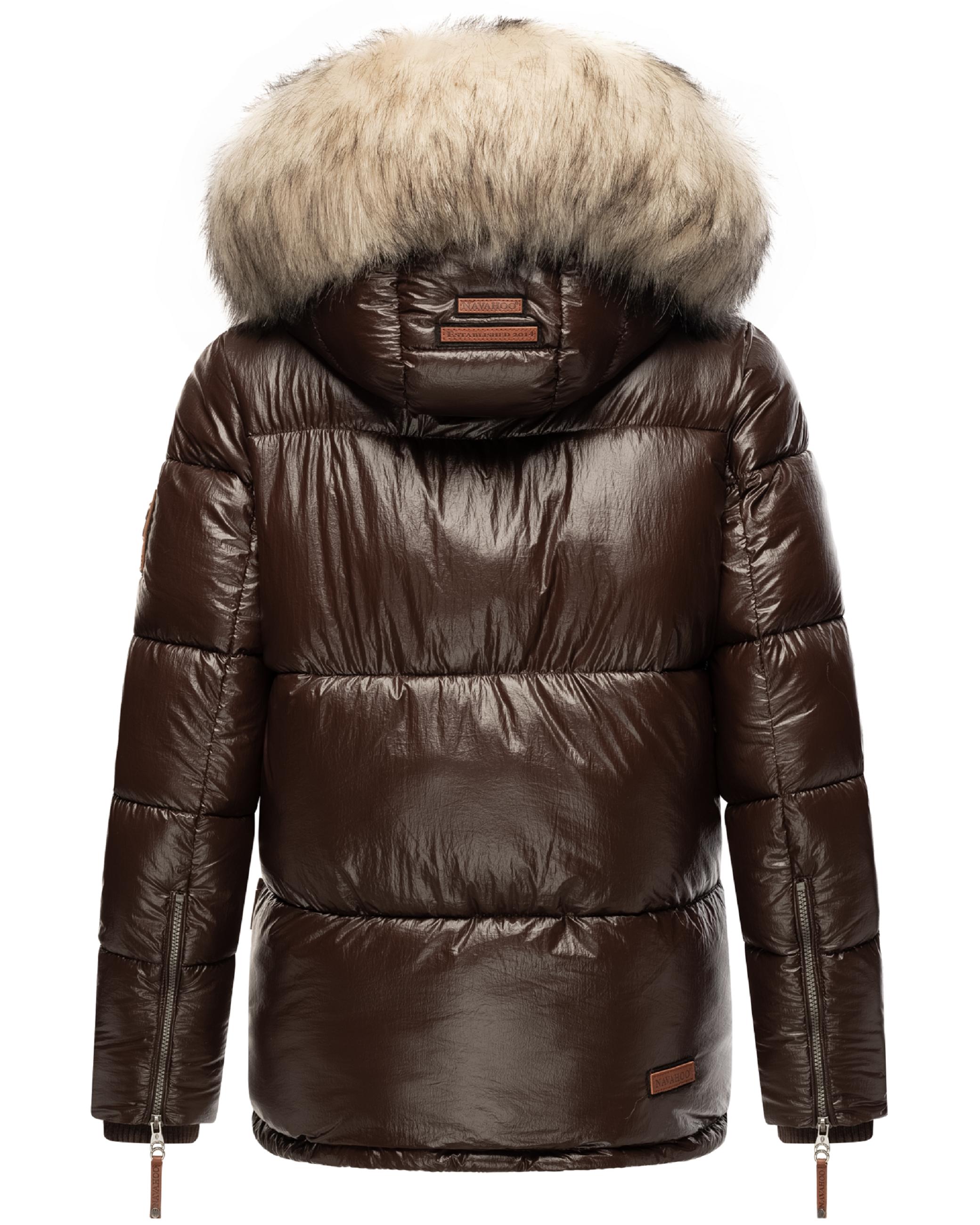 Steppjacke mit Kunstfellkapuze "Tikunaa" Dark Choco