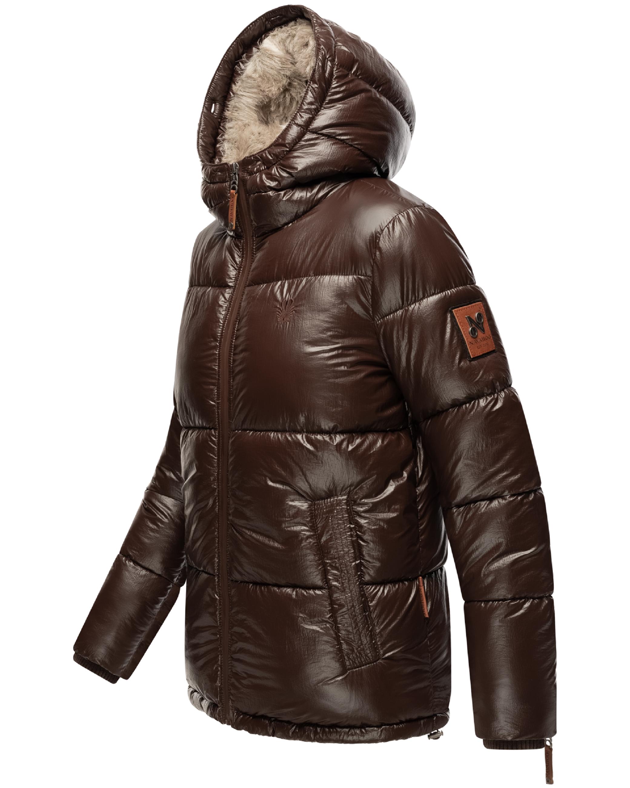 Steppjacke mit Kunstfellkapuze "Tikunaa" Dark Choco