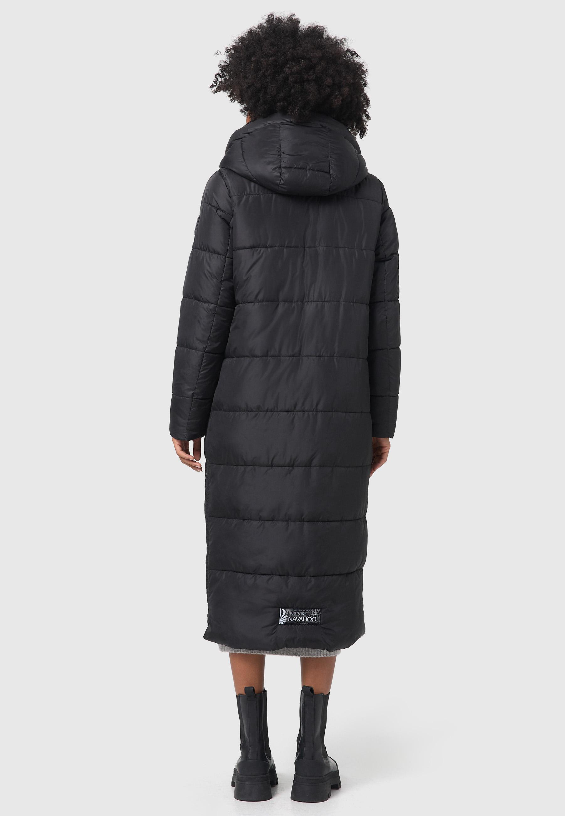 Langer Wintersteppmantel mit Kapuze "Waffelchen" Black