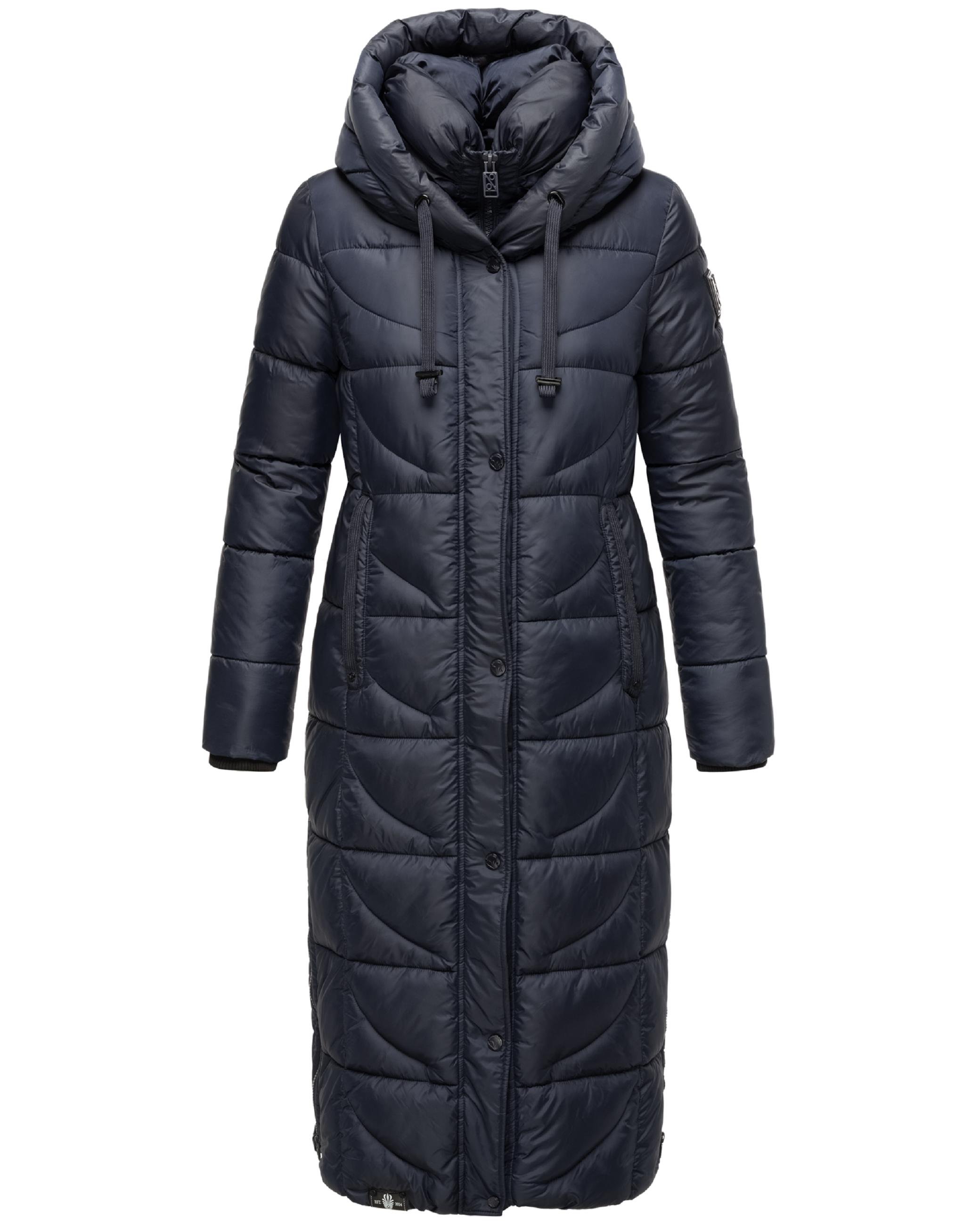 Langer Wintersteppmantel mit Kapuze "Waffelchen" Navy