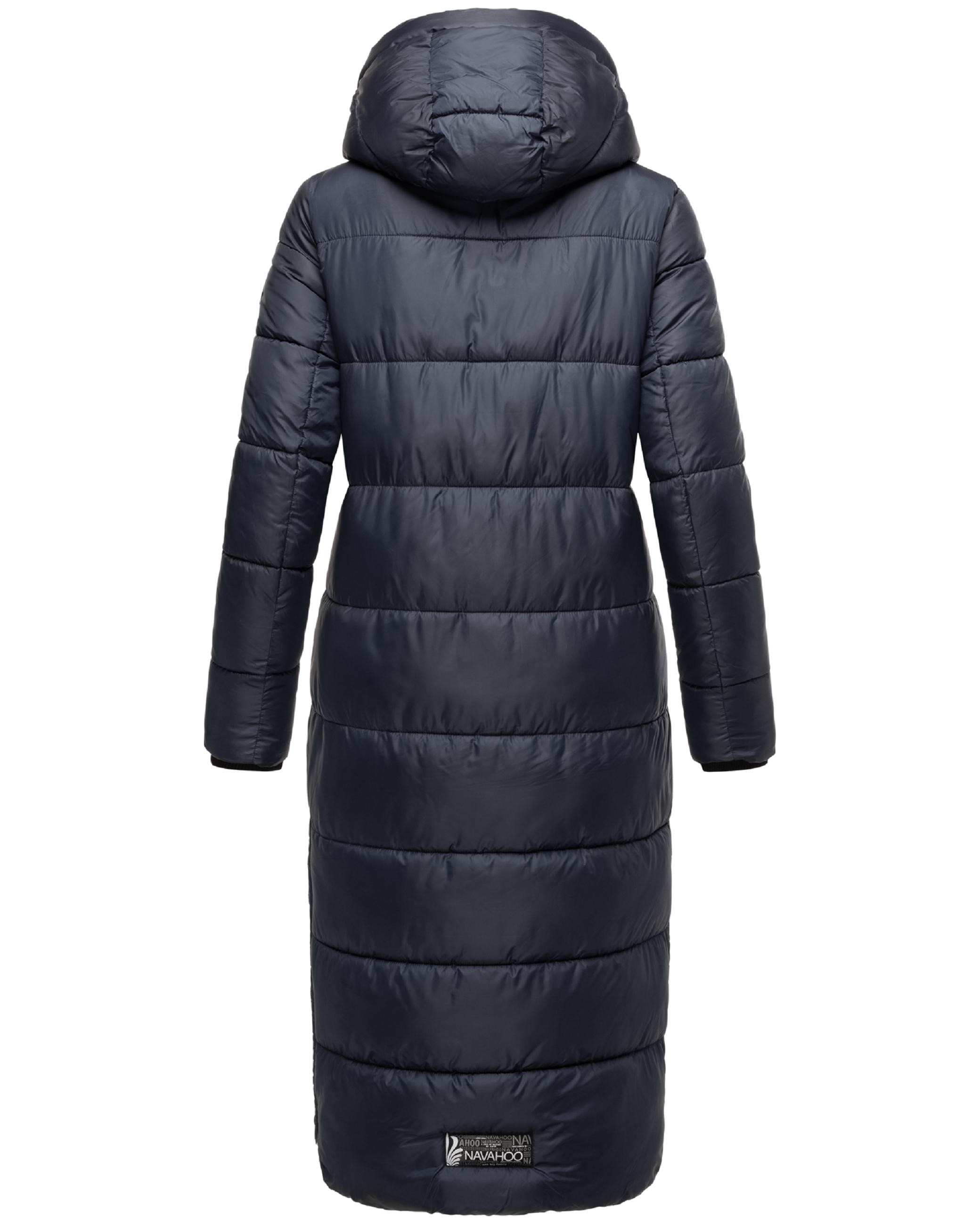 Langer Wintersteppmantel mit Kapuze "Waffelchen" Navy