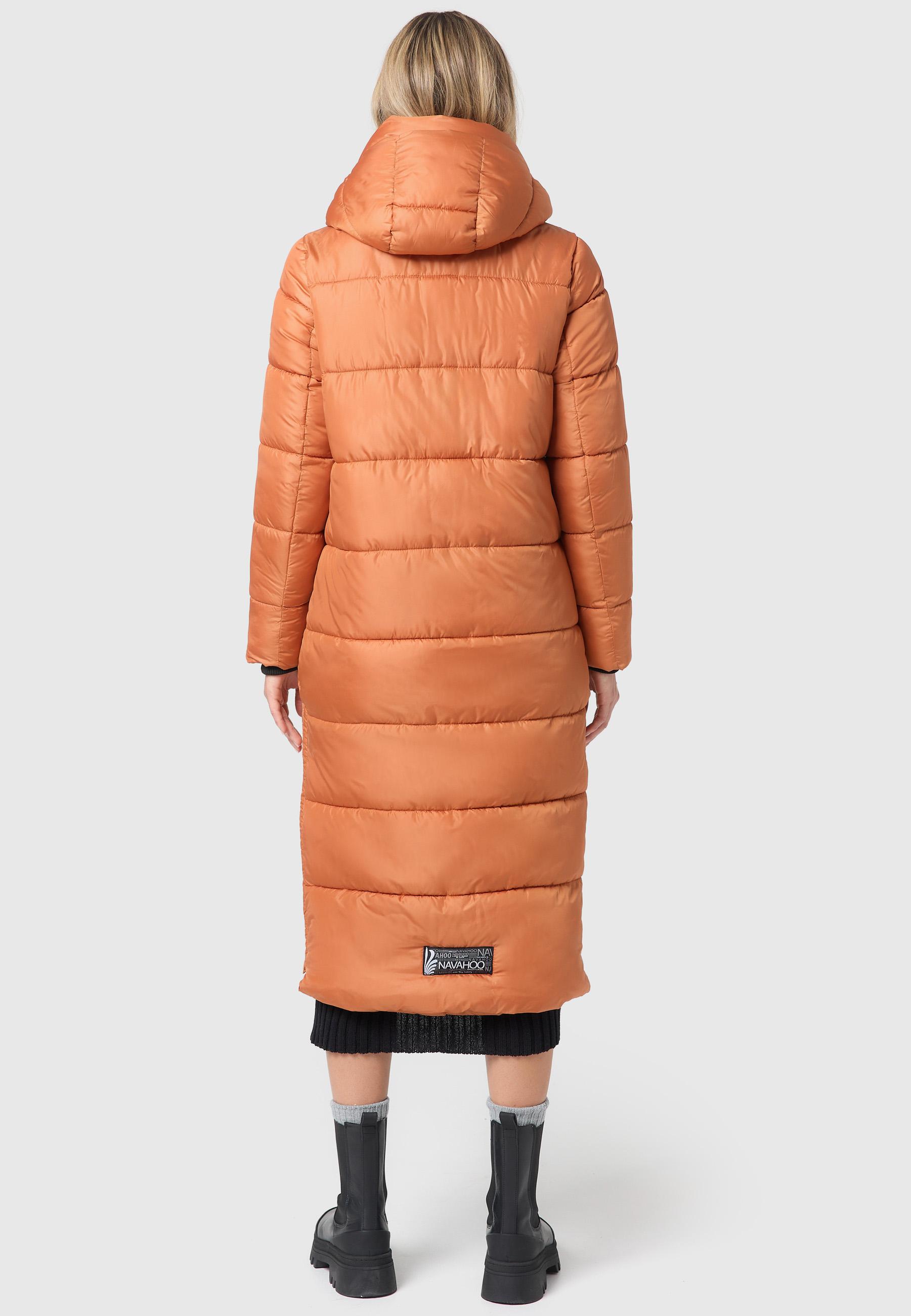 Langer Wintersteppmantel mit Kapuze "Waffelchen" Rusty Cinnamon