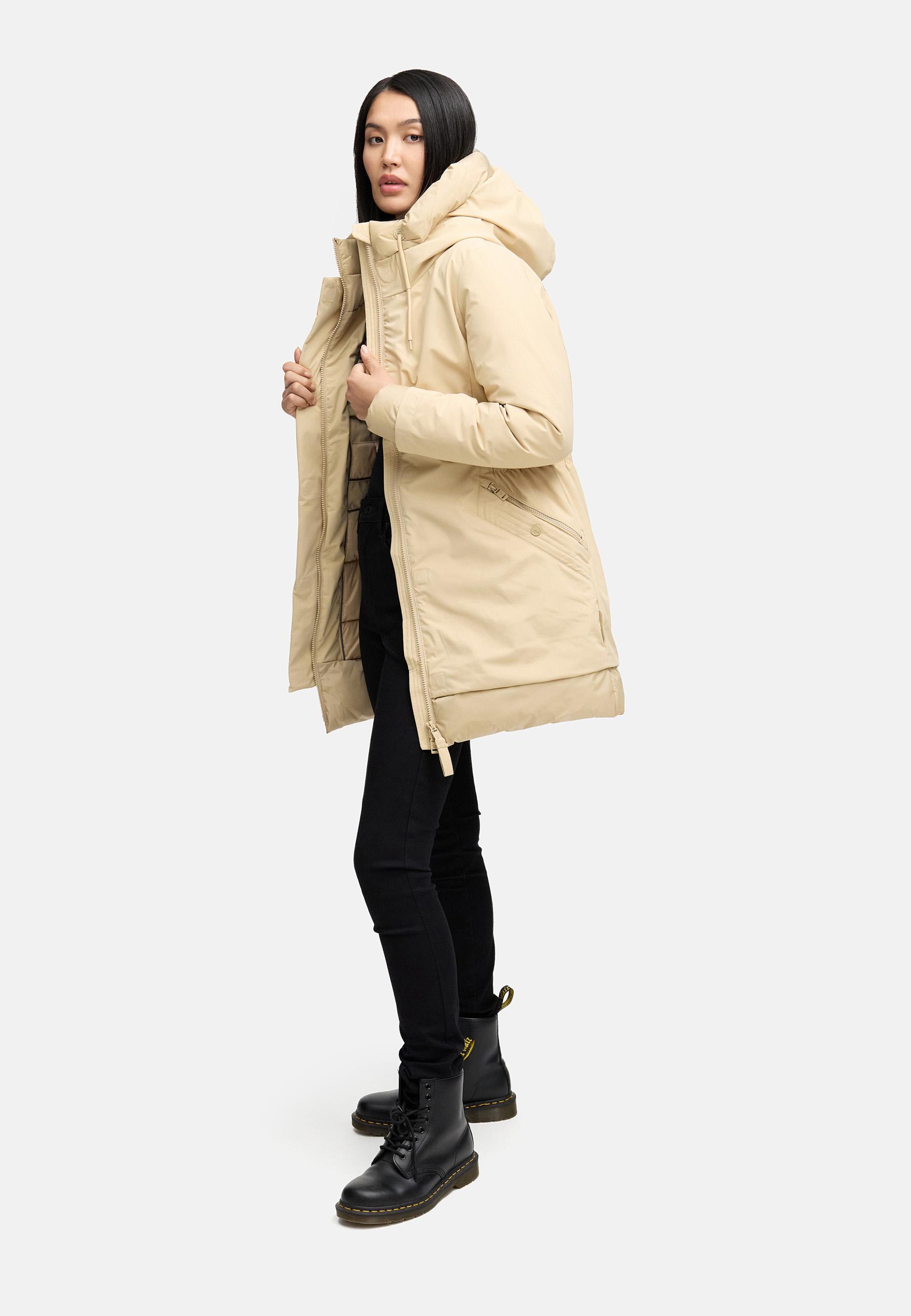 Warmer Steppmantel mit Magnet-Verschluss "Winterprinzessin 14" Beige