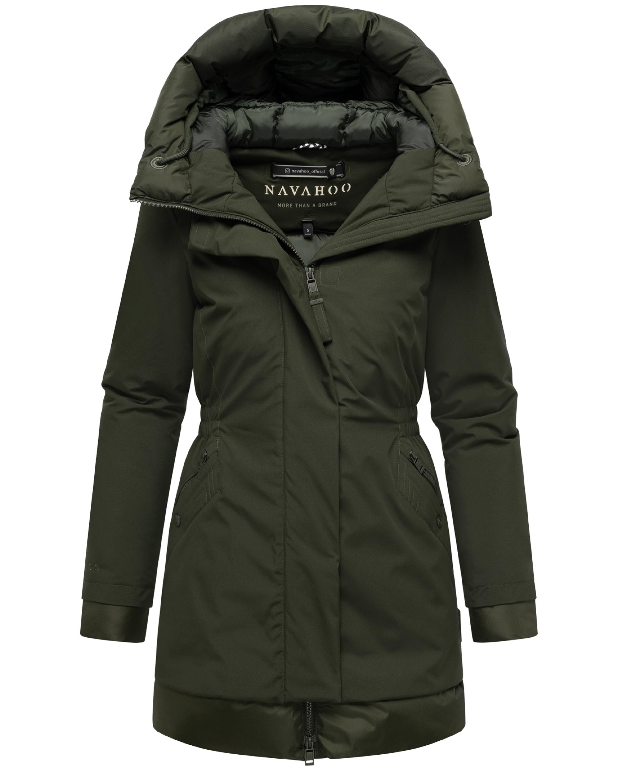 Warmer Steppmantel mit Magnet-Verschluss "Winterprinzessin 14" Dark Olive