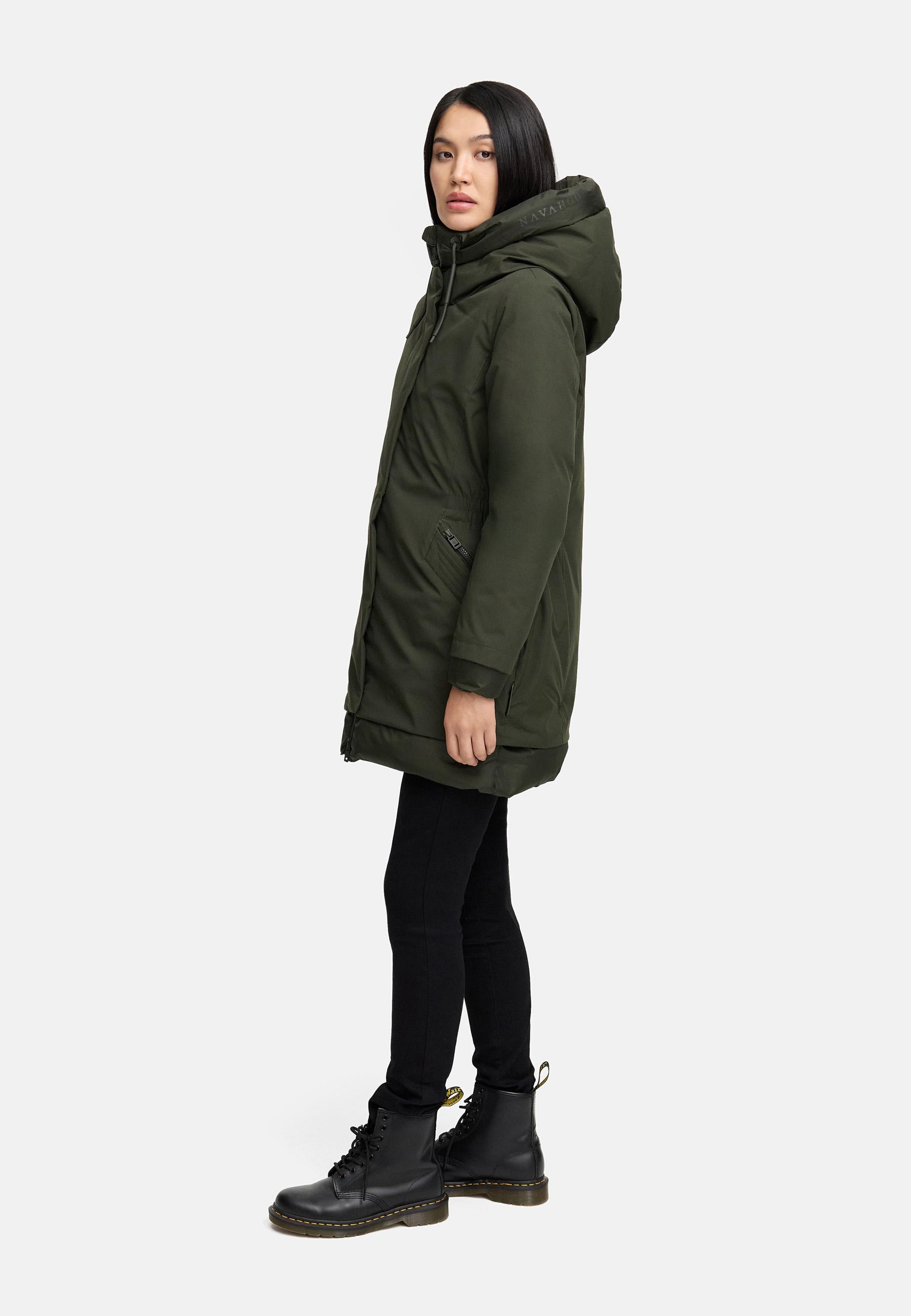 Warmer Steppmantel mit Magnet-Verschluss "Winterprinzessin 14" Dark Olive