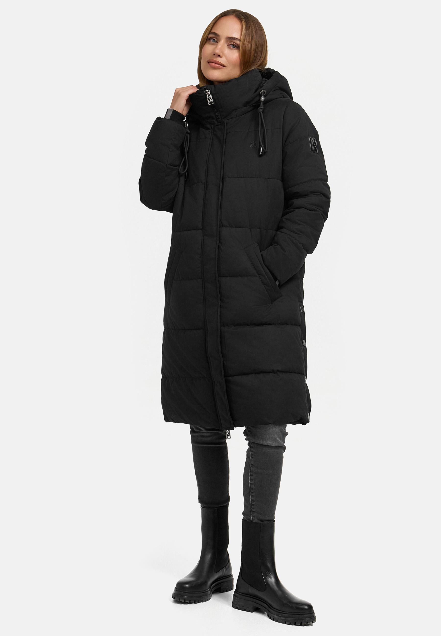 Steppmantel mit abnehmbarer Kapuze "Wintertanz 14" Black