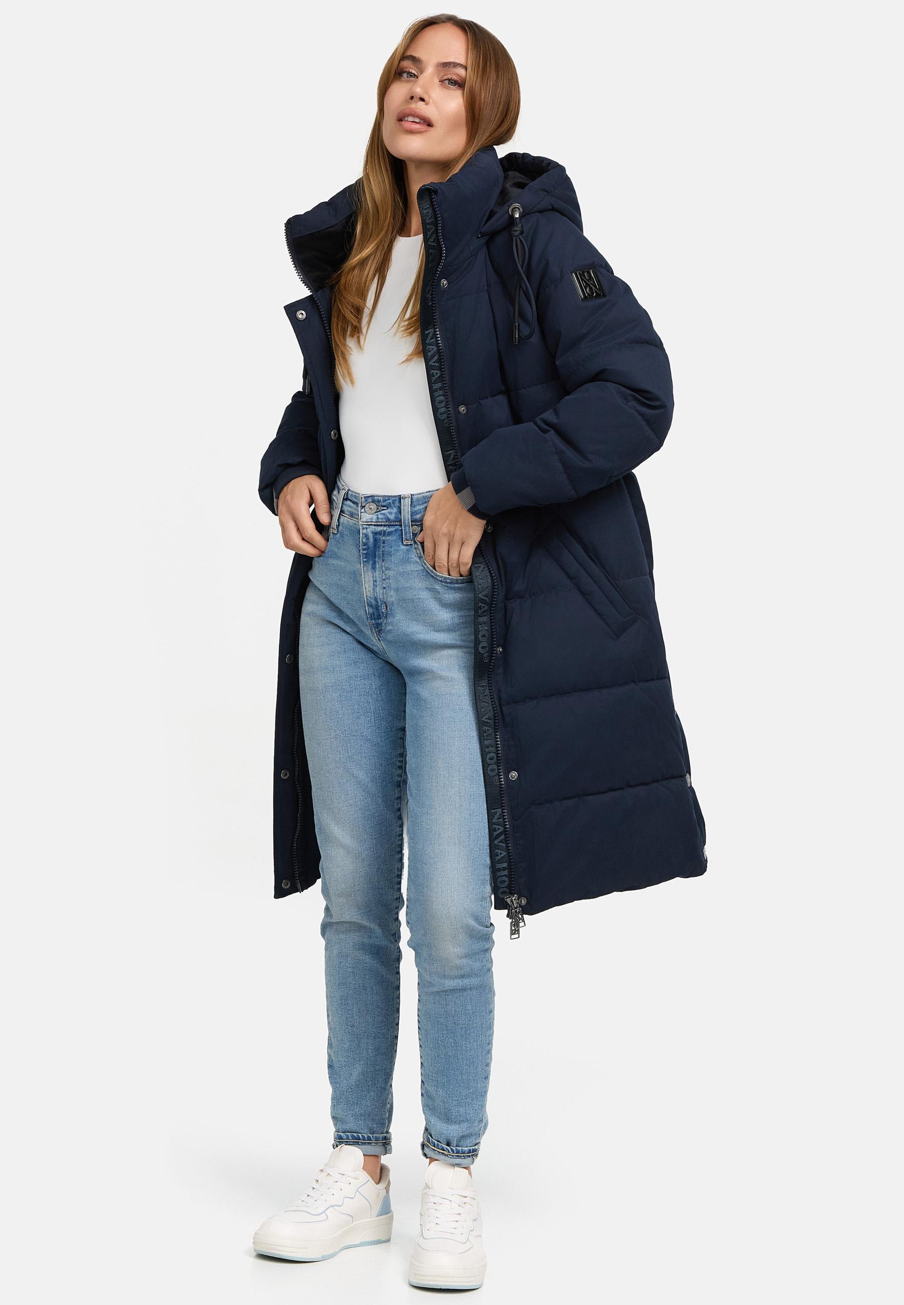 Steppmantel mit abnehmbarer Kapuze "Wintertanz 14" Navy