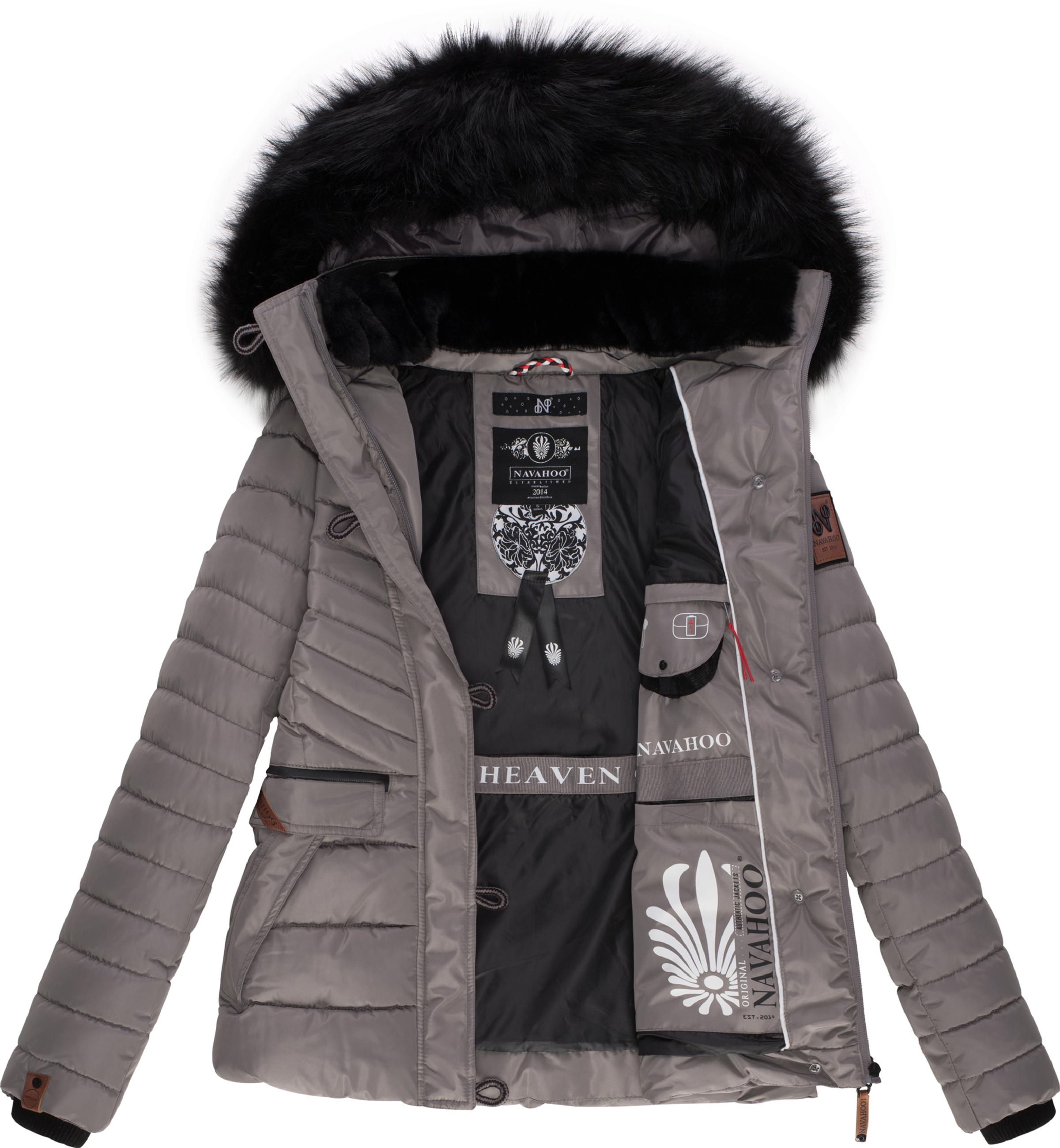 Winter Steppjacke mit abnehmbarer Kapuze "Wisteriaa" Grey