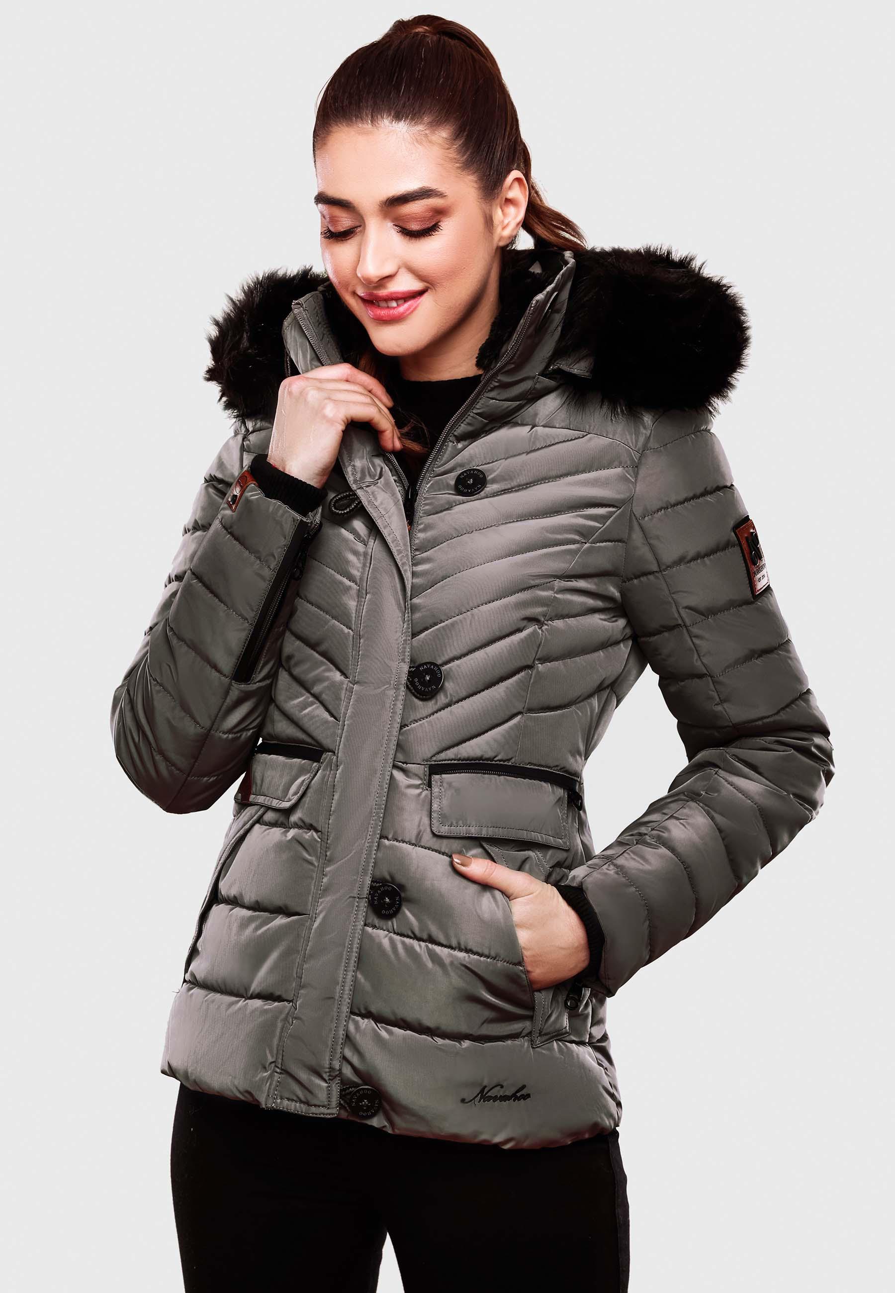 Winter Steppjacke mit abnehmbarer Kapuze "Wisteriaa" Grey