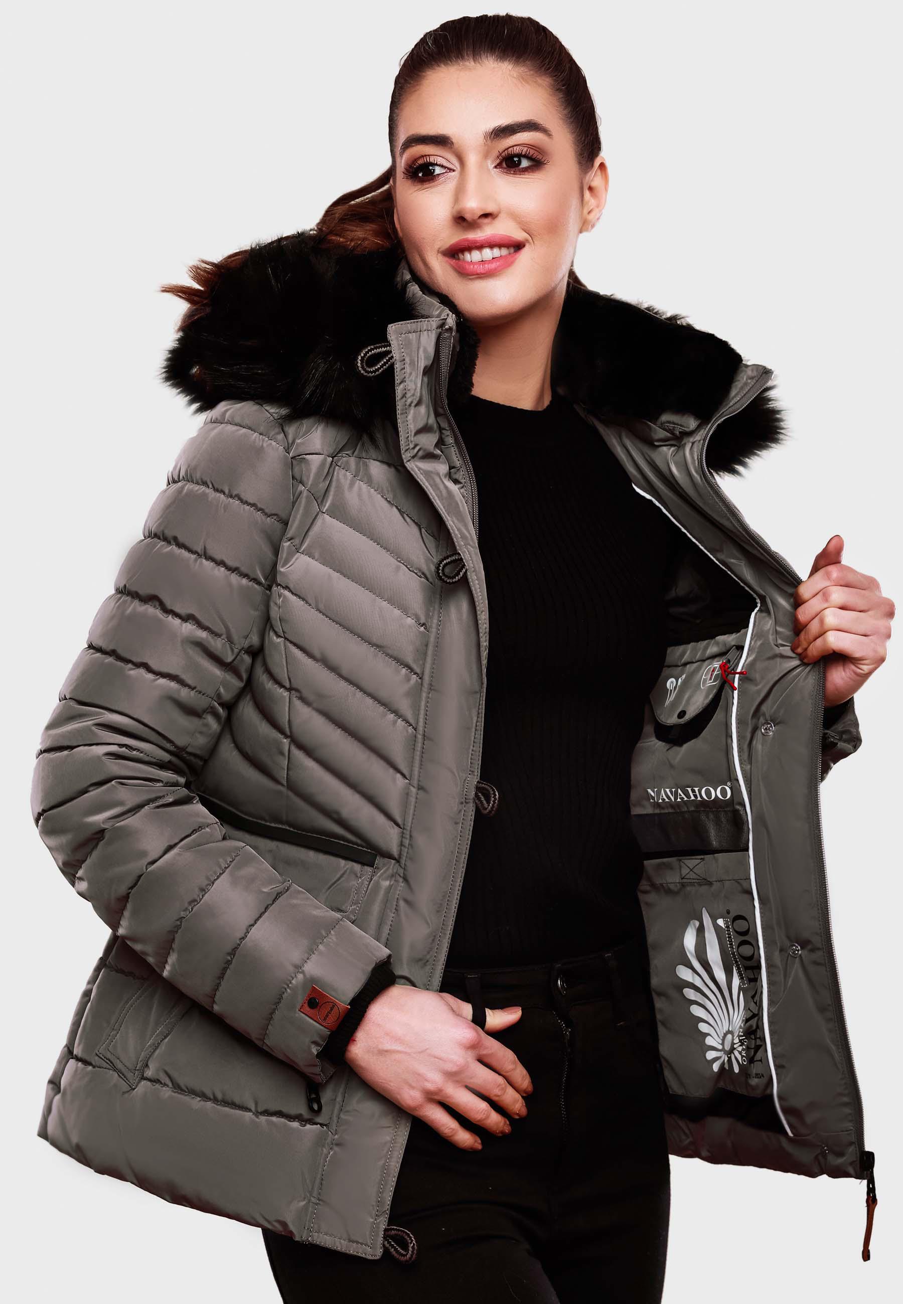 Winter Steppjacke mit abnehmbarer Kapuze "Wisteriaa" Grey