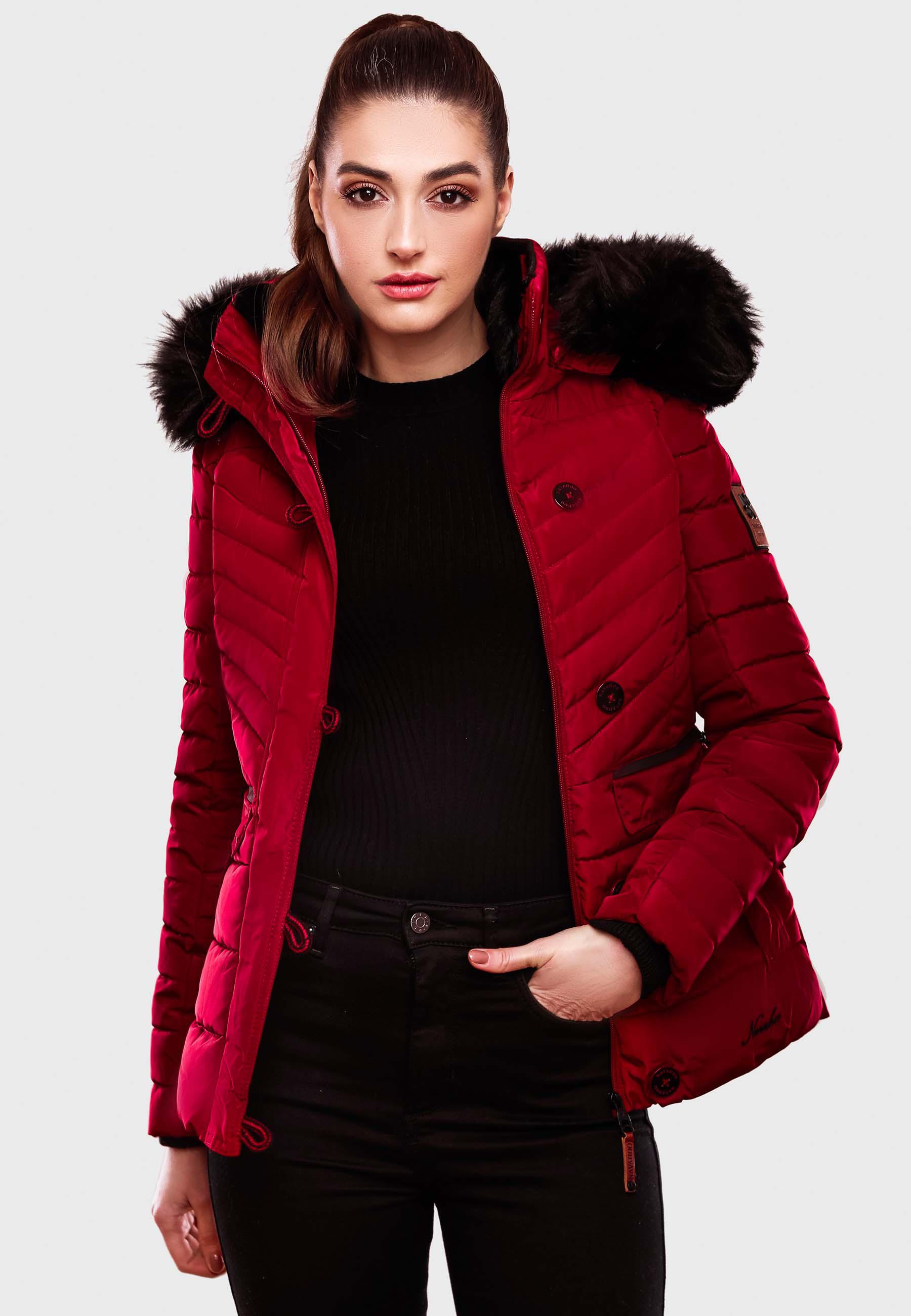 Winter Steppjacke mit abnehmbarer Kapuze "Wisteriaa" Red