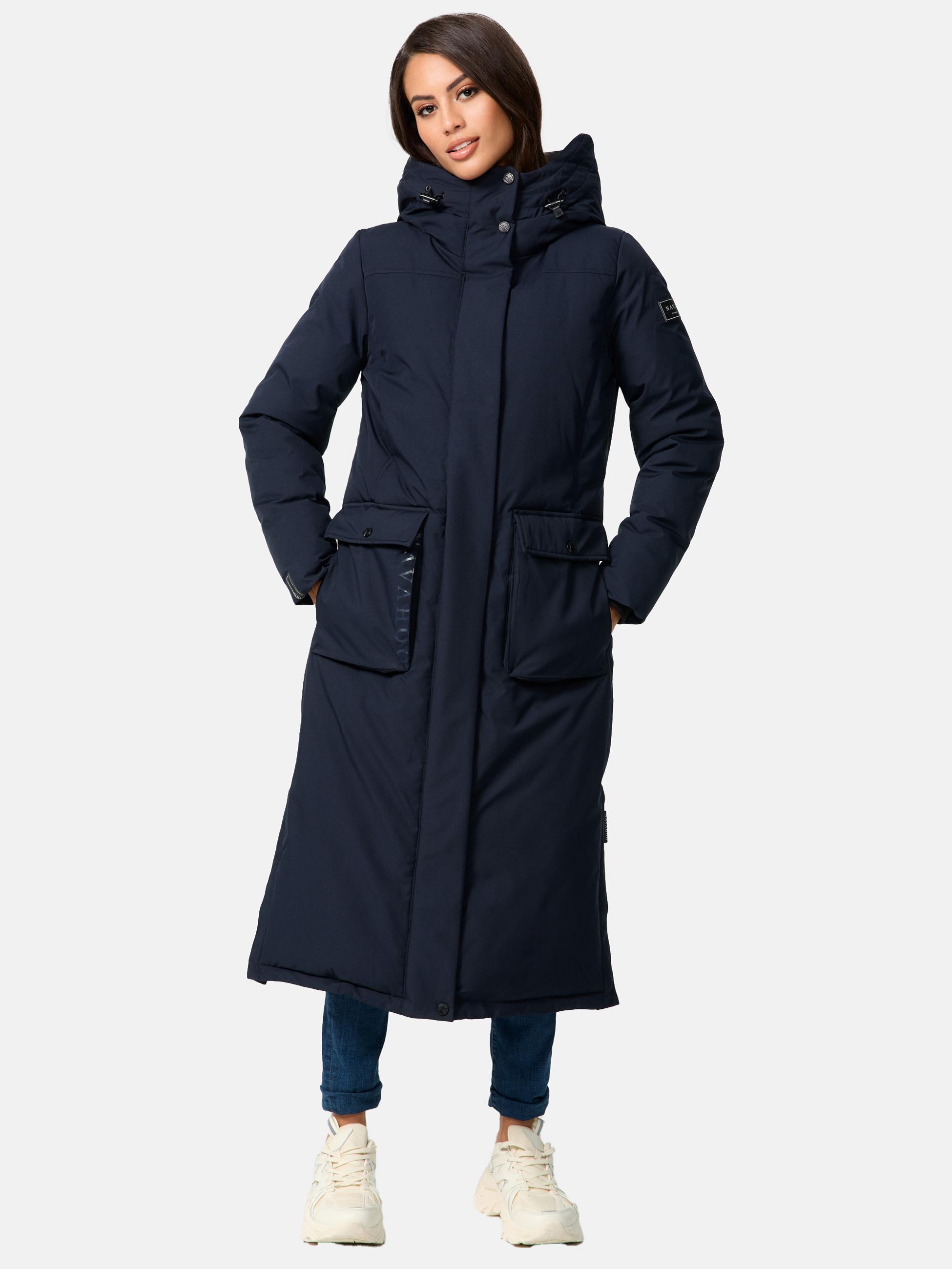 Extralanger Wintermantel mit Kapuze "Wolkenfrost XIV" Navy