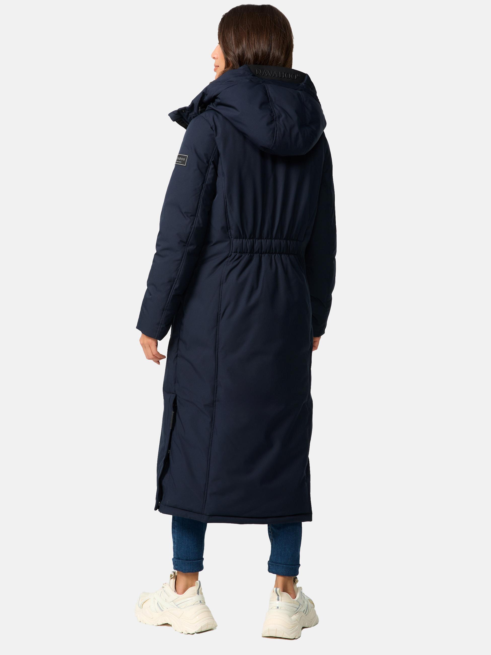 Extralanger Wintermantel mit Kapuze "Wolkenfrost XIV" Navy