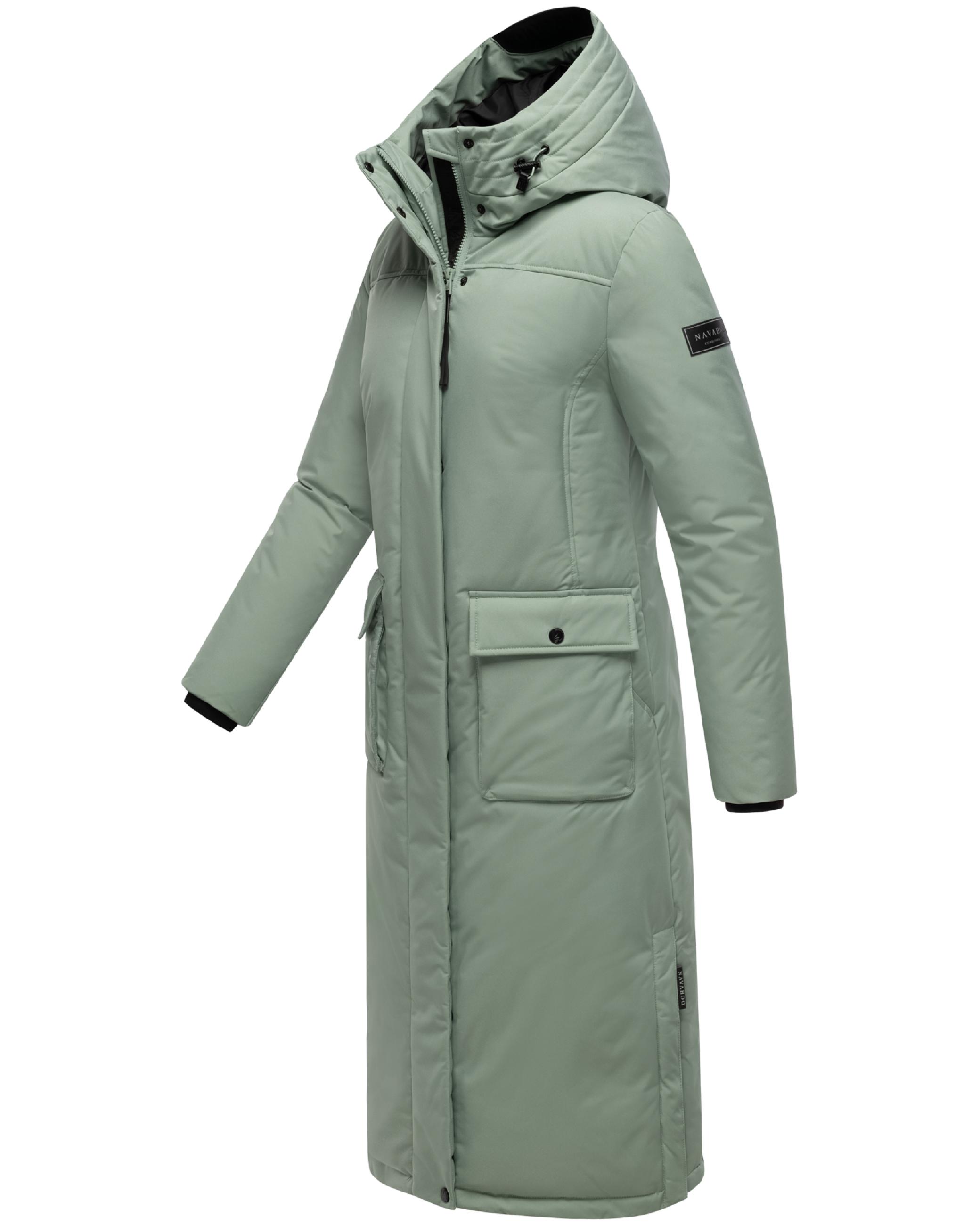 Extralanger Wintermantel mit Kapuze "Wolkenfrost XIV" Smokey Mint