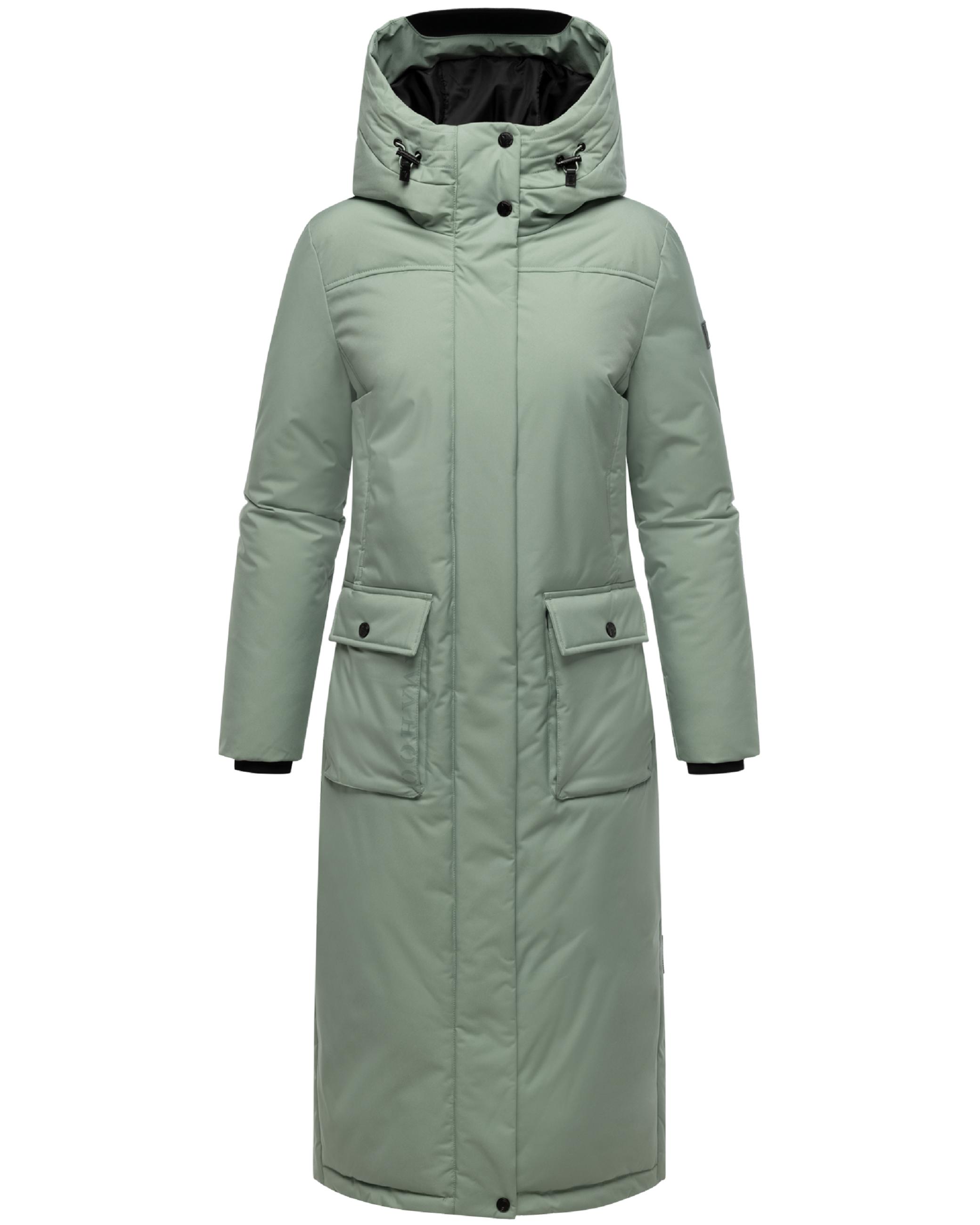 Extralanger Wintermantel mit Kapuze "Wolkenfrost XIV" Smokey Mint