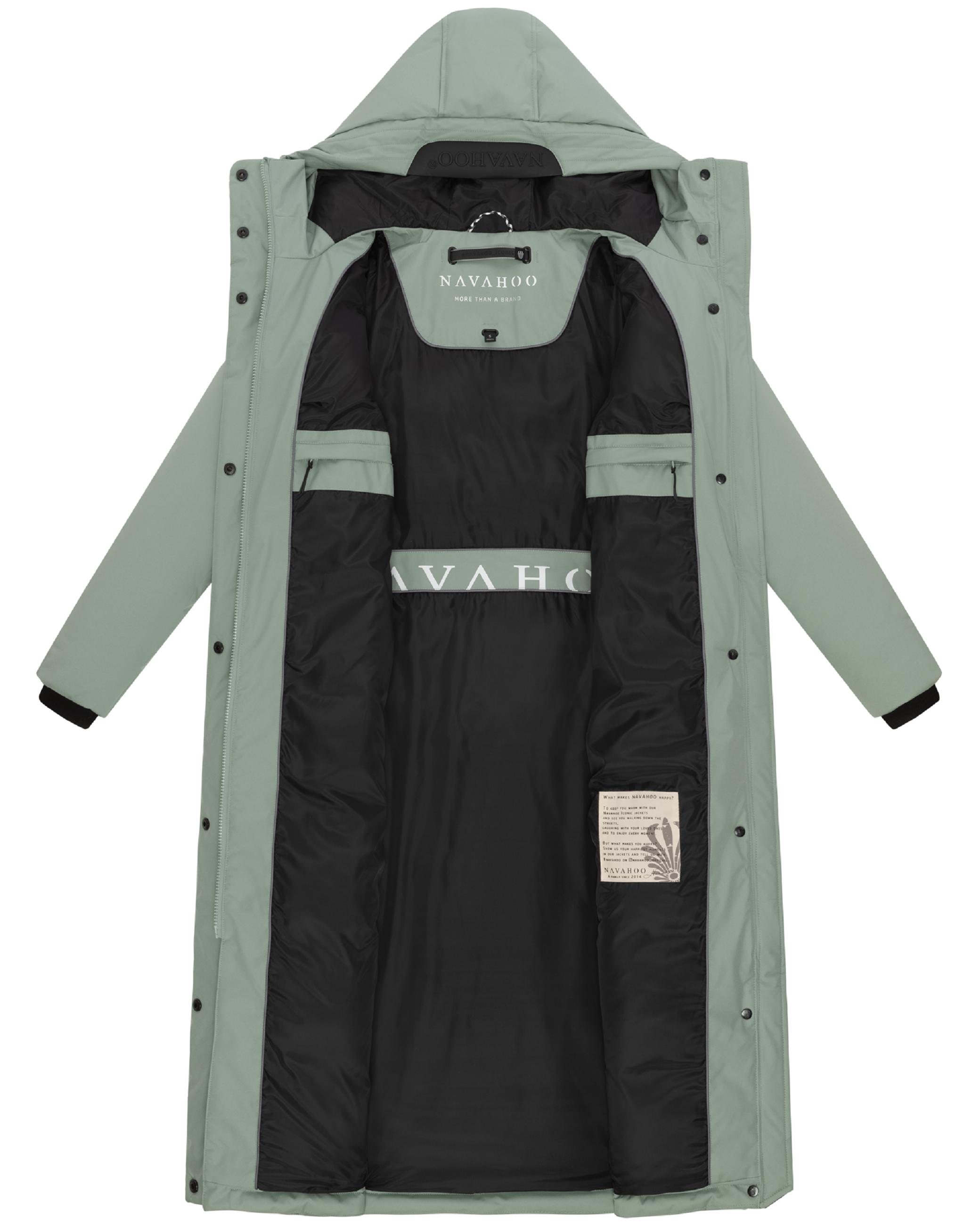 Extralanger Wintermantel mit Kapuze "Wolkenfrost XIV" Smokey Mint